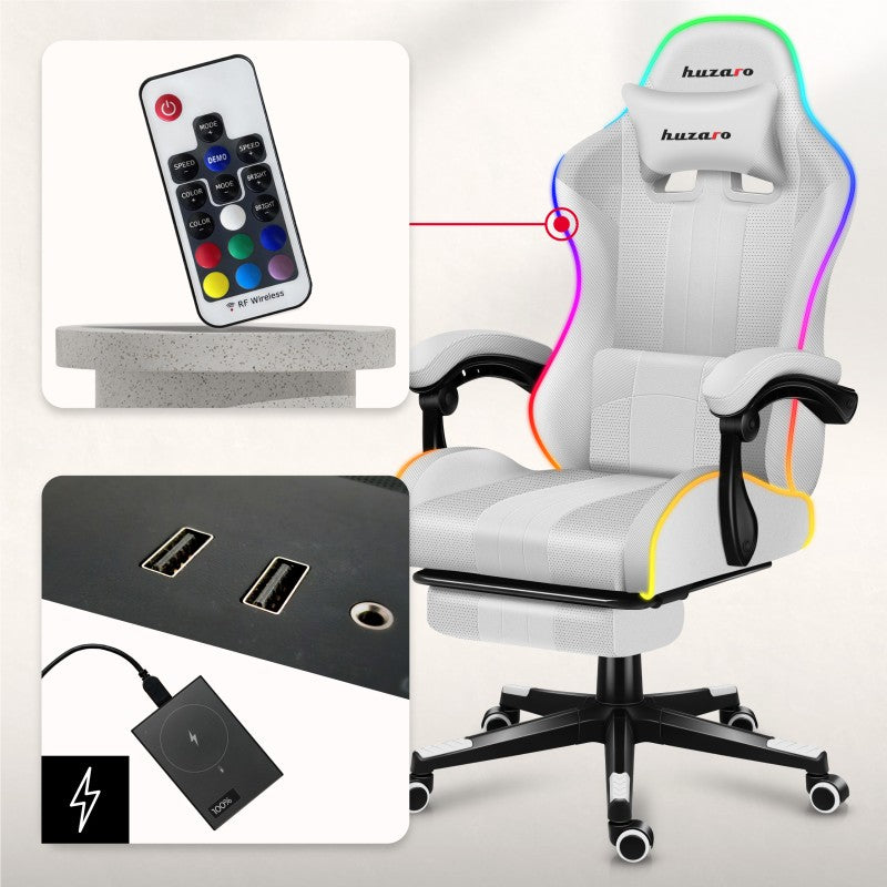 Fotel Gamingowy HUZARO Force 4.7 RGB White