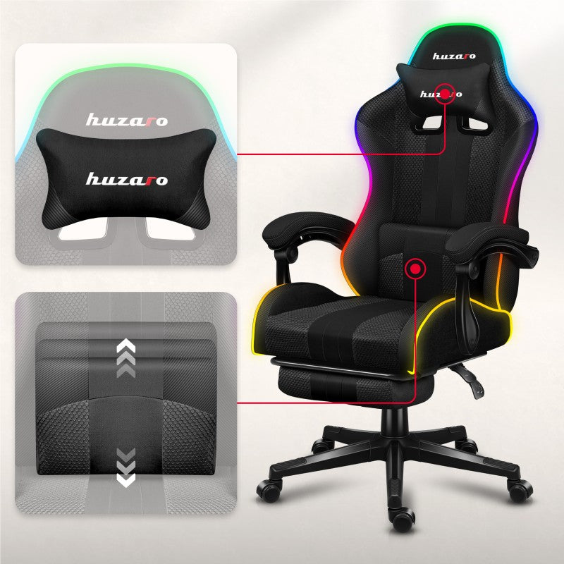 Fotel Gamingowy HUZARO Force 4.7 RGB Black Mesh