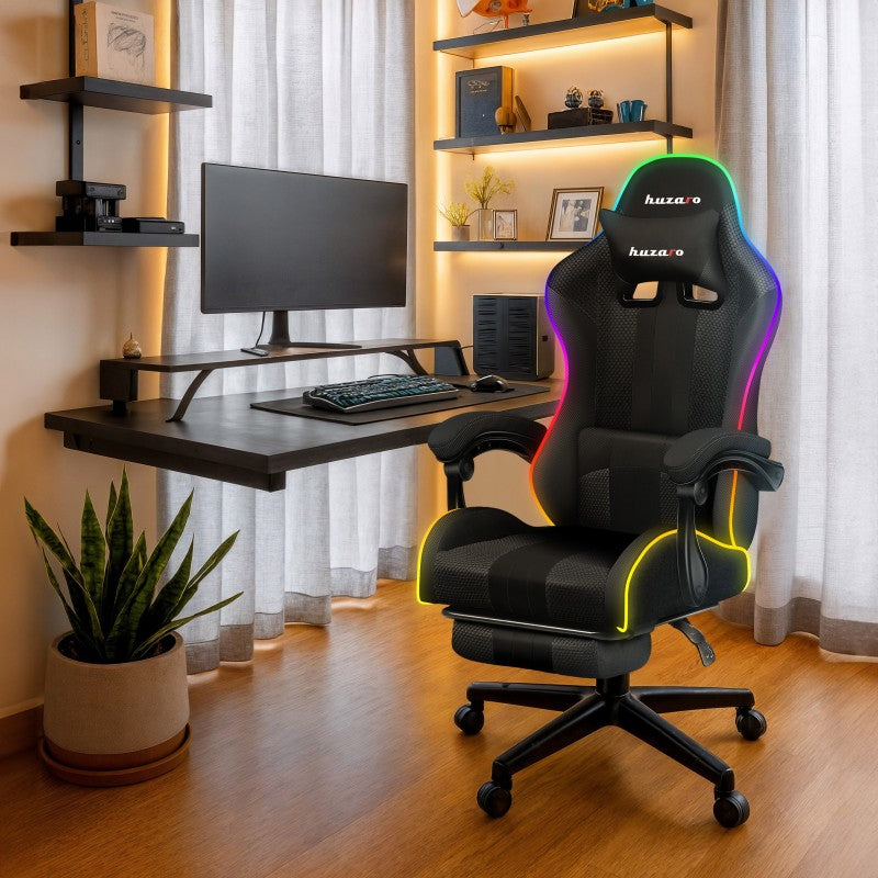 Fotel Gamingowy HUZARO Force 4.7 RGB Black Mesh