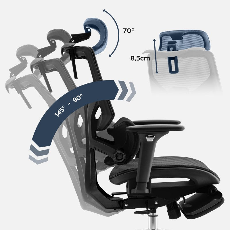 Fotel ergonomiczny z podnóżkiem Mark Adler Expert 8.7 Black Mesh