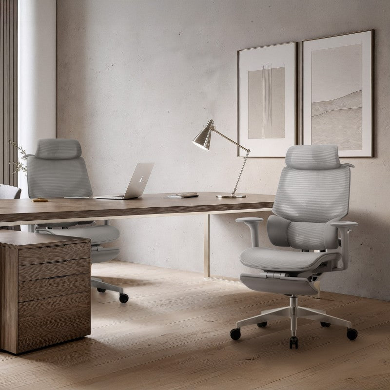 Fotel ergonomiczny z podnóżkiem Mark Adler Expert 8.7 Grey Mesh