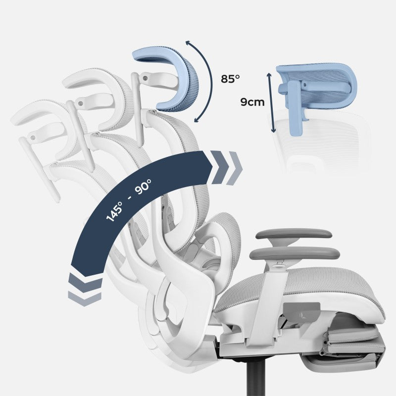 Fotel ergonomiczny z podnóżkiem Mark Adler Expert 9.3 Grey