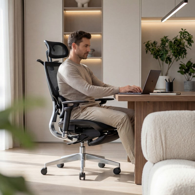 Fotel ergonomiczny z podnóżkiem Mark Adler Expert 9.6 Black