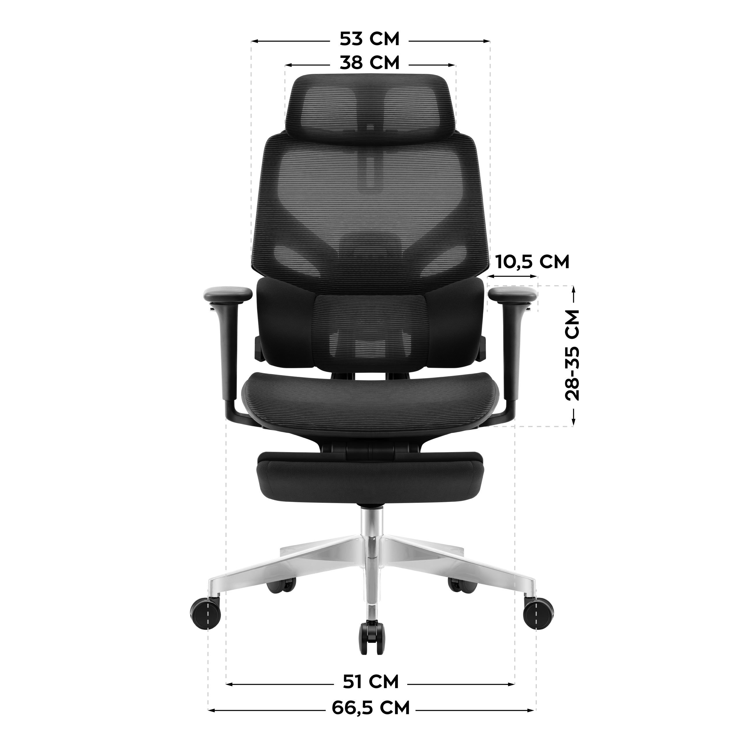 Ergonomischer Bürostuhl mit Fußstütze Mark Adler Expert 8.7 Black Mesh