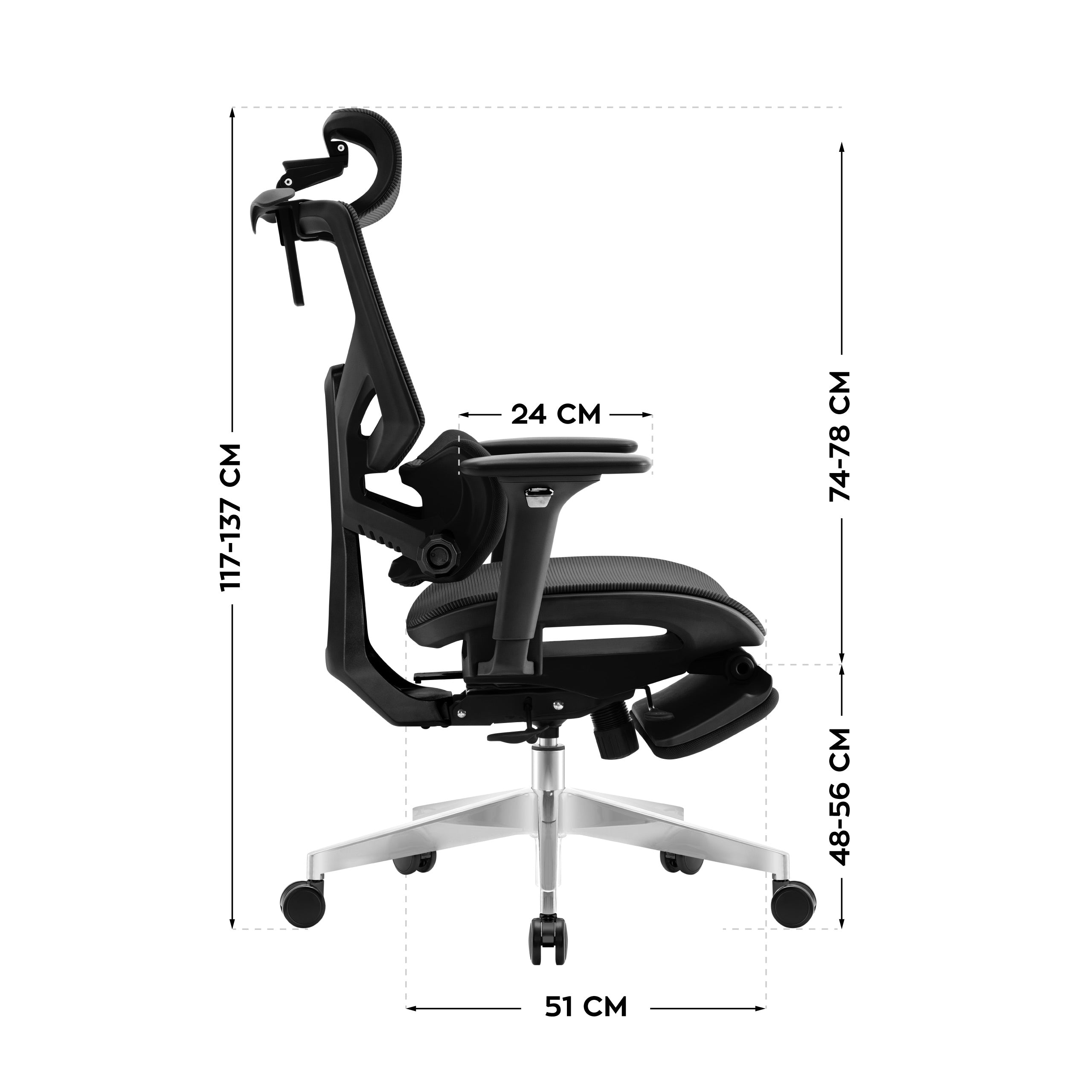 Ergonomischer Bürostuhl mit Fußstütze Mark Adler Expert 8.7 Black Mesh
