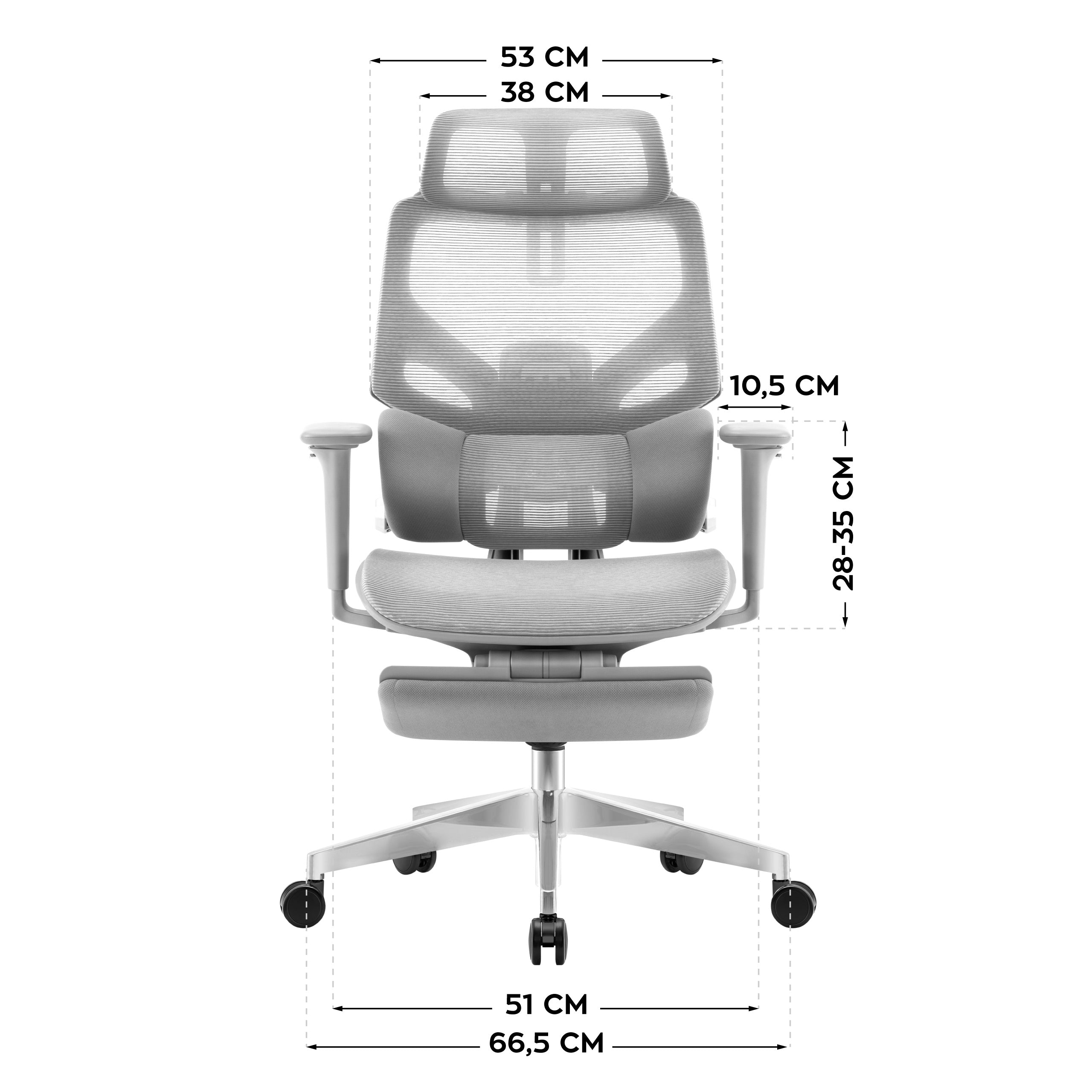 Ergonomischer Bürostuhl mit Fußstütze Mark Adler Expert 8.7 Grey Mesh
