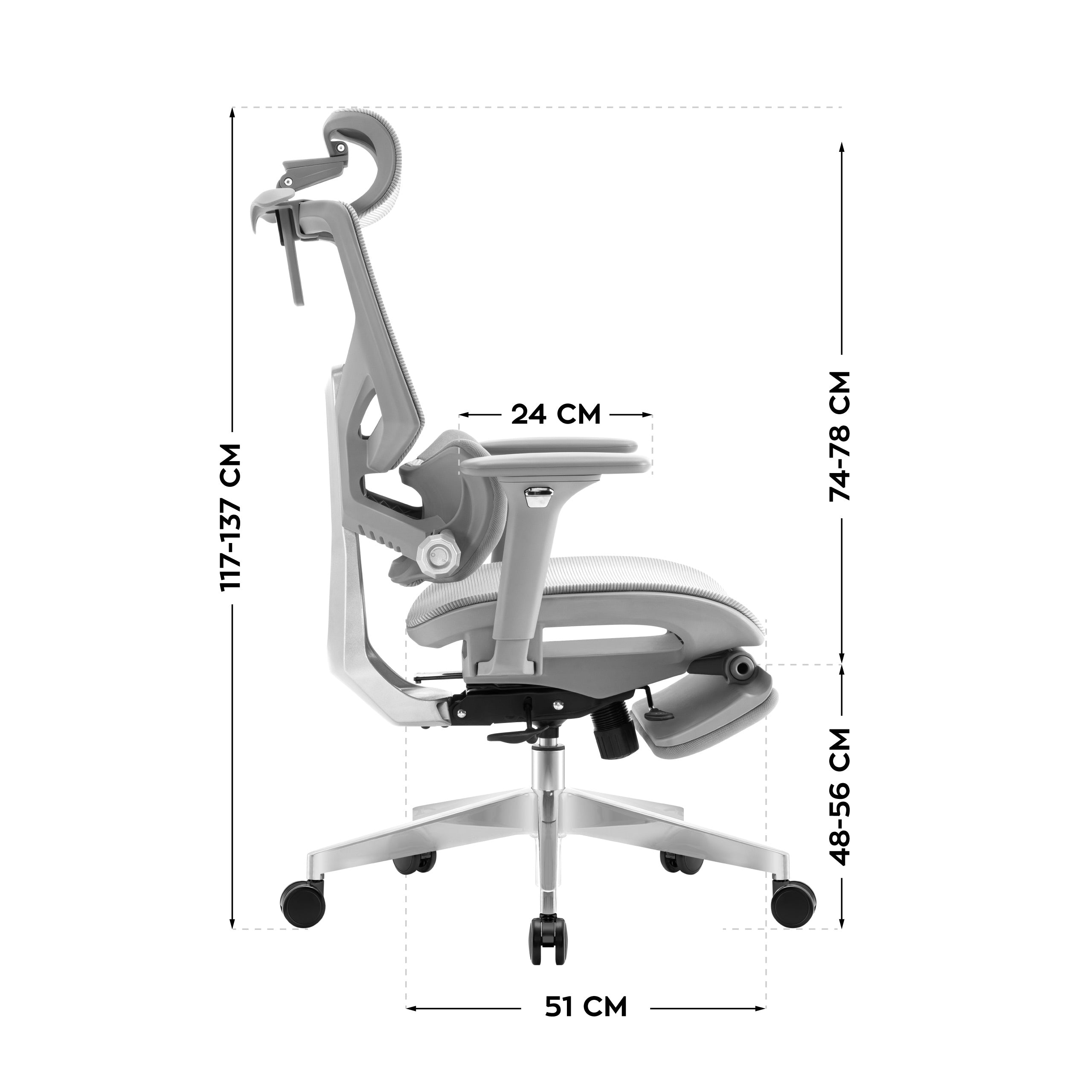 Ergonomischer Bürostuhl mit Fußstütze Mark Adler Expert 8.7 Grey Mesh