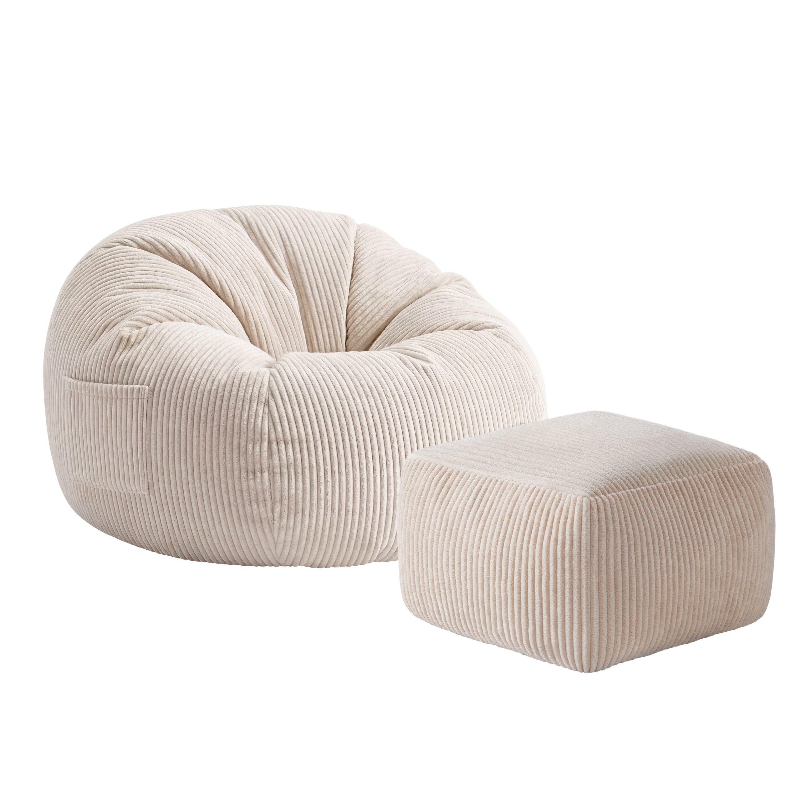 Sedačka puf manšestr s podnožkou Mark Adler Comfy 3.0 Béžová