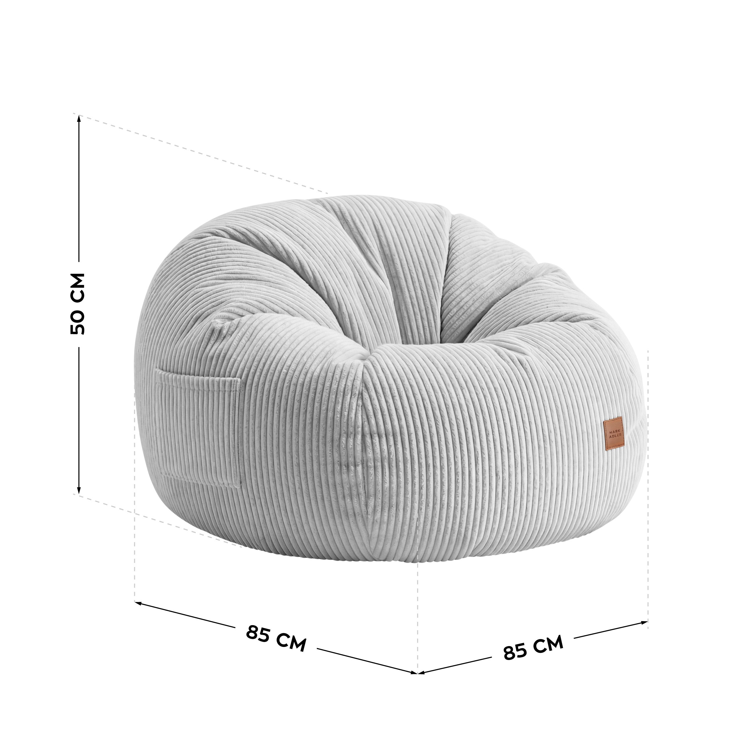 Křeslo puf manšestr s podnožkou Mark Adler Comfy 3.0 Grey