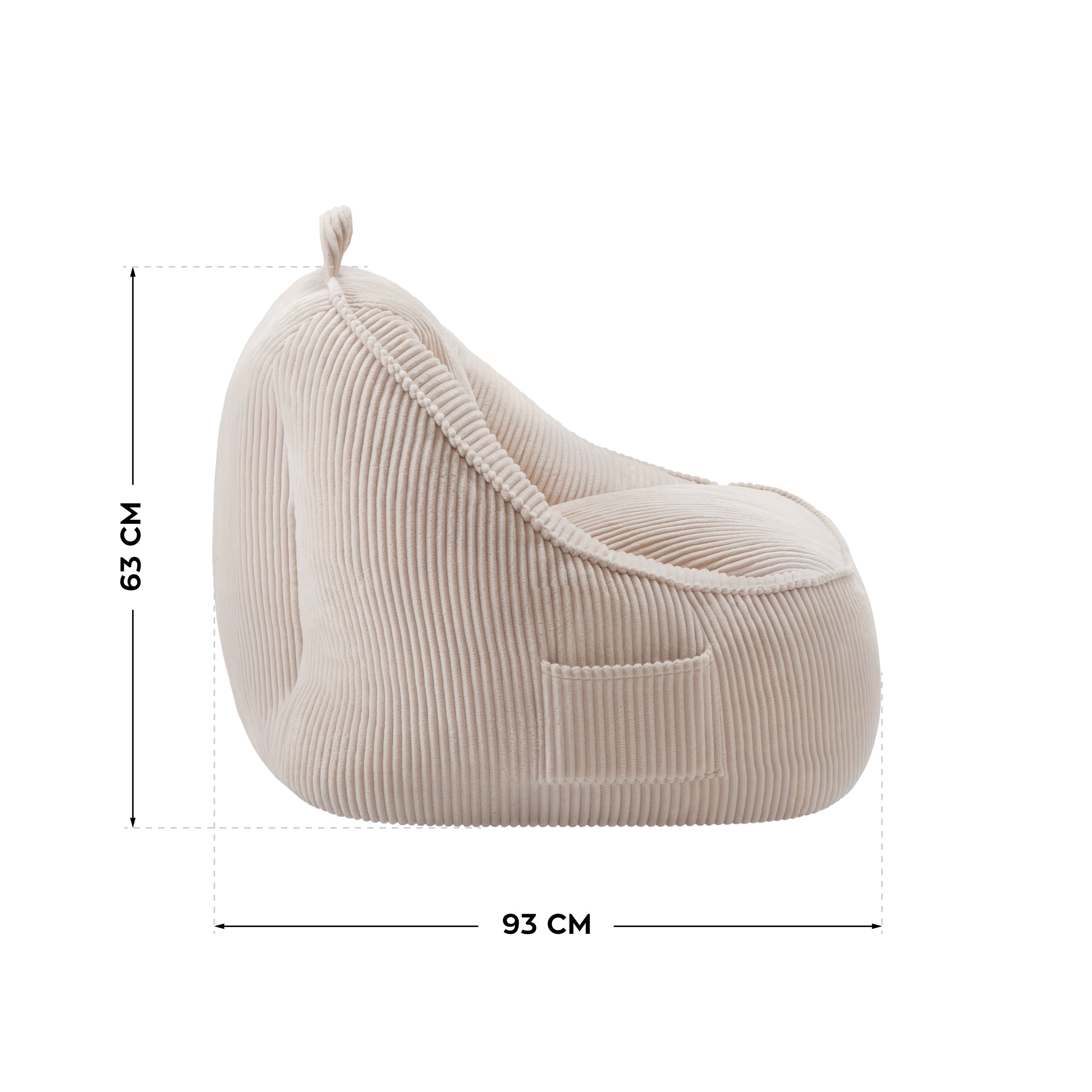 Křeslo sedací vak s opěradlem manšestrové Mark Adler Comfy 4.0 Beige