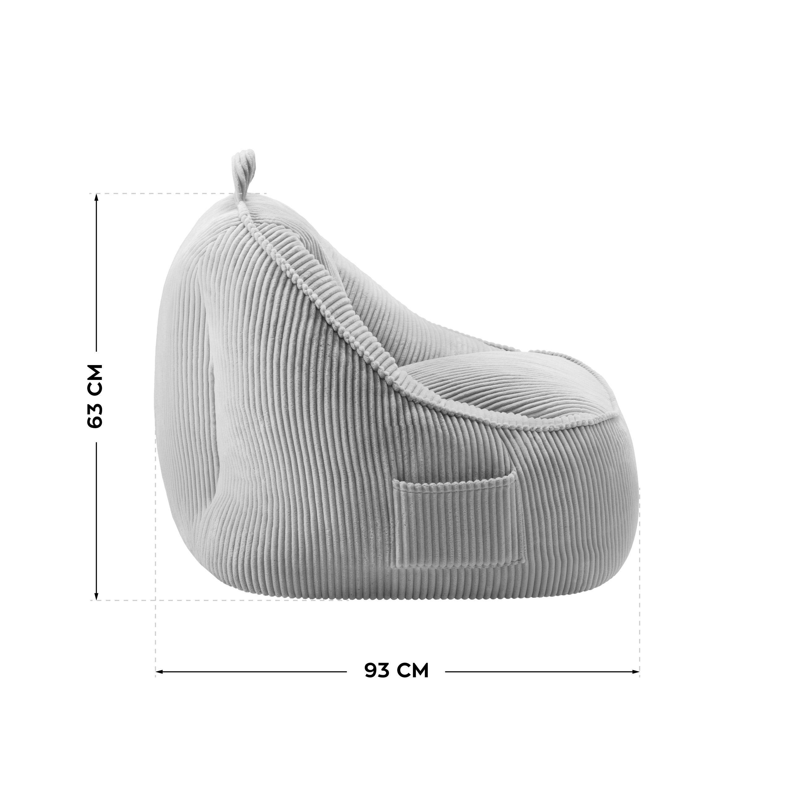 Křeslo puf s opěradlem manšestrové Mark Adler Comfy 4.0 Grey