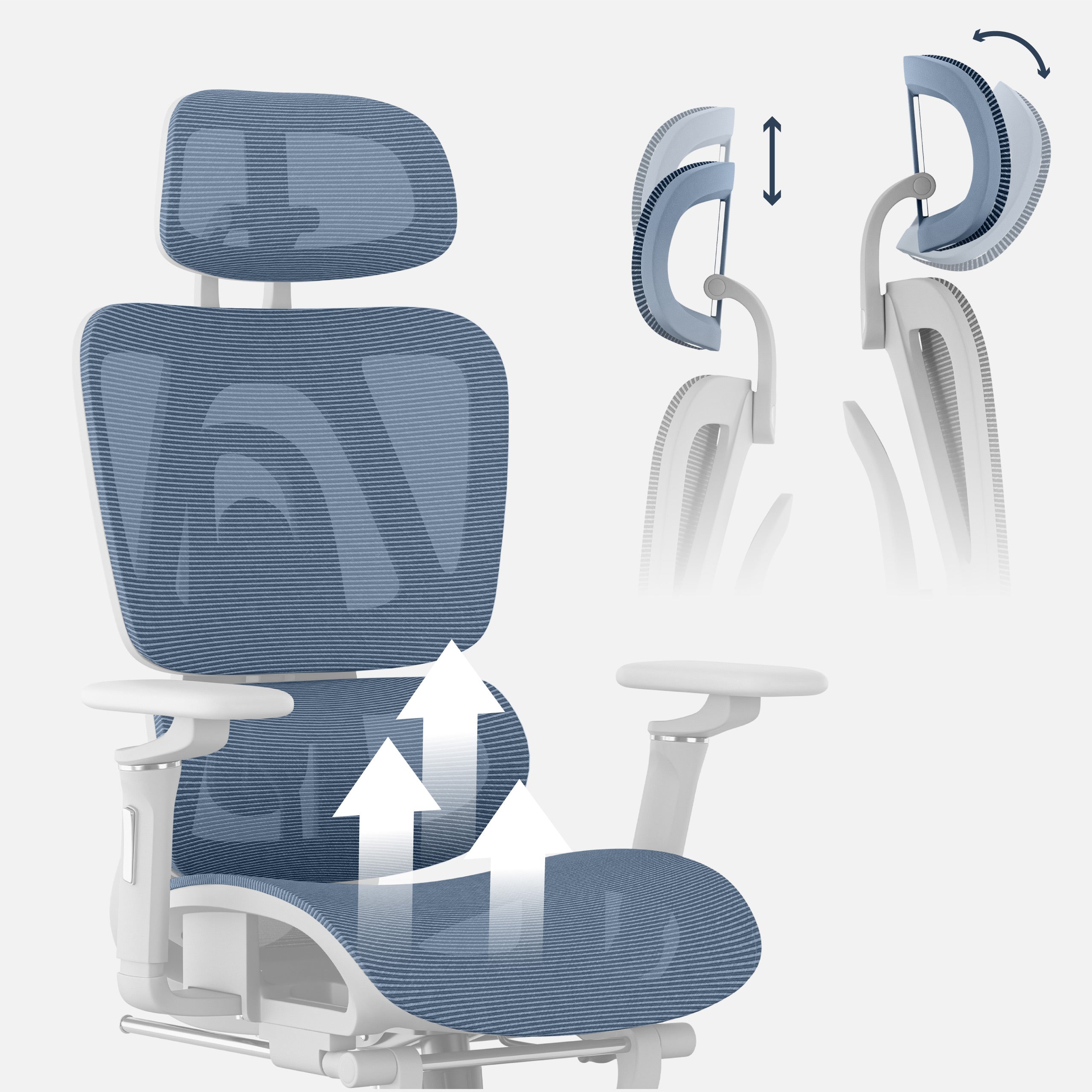 Belüfteter Stoff und verstellbare Kopfstütze