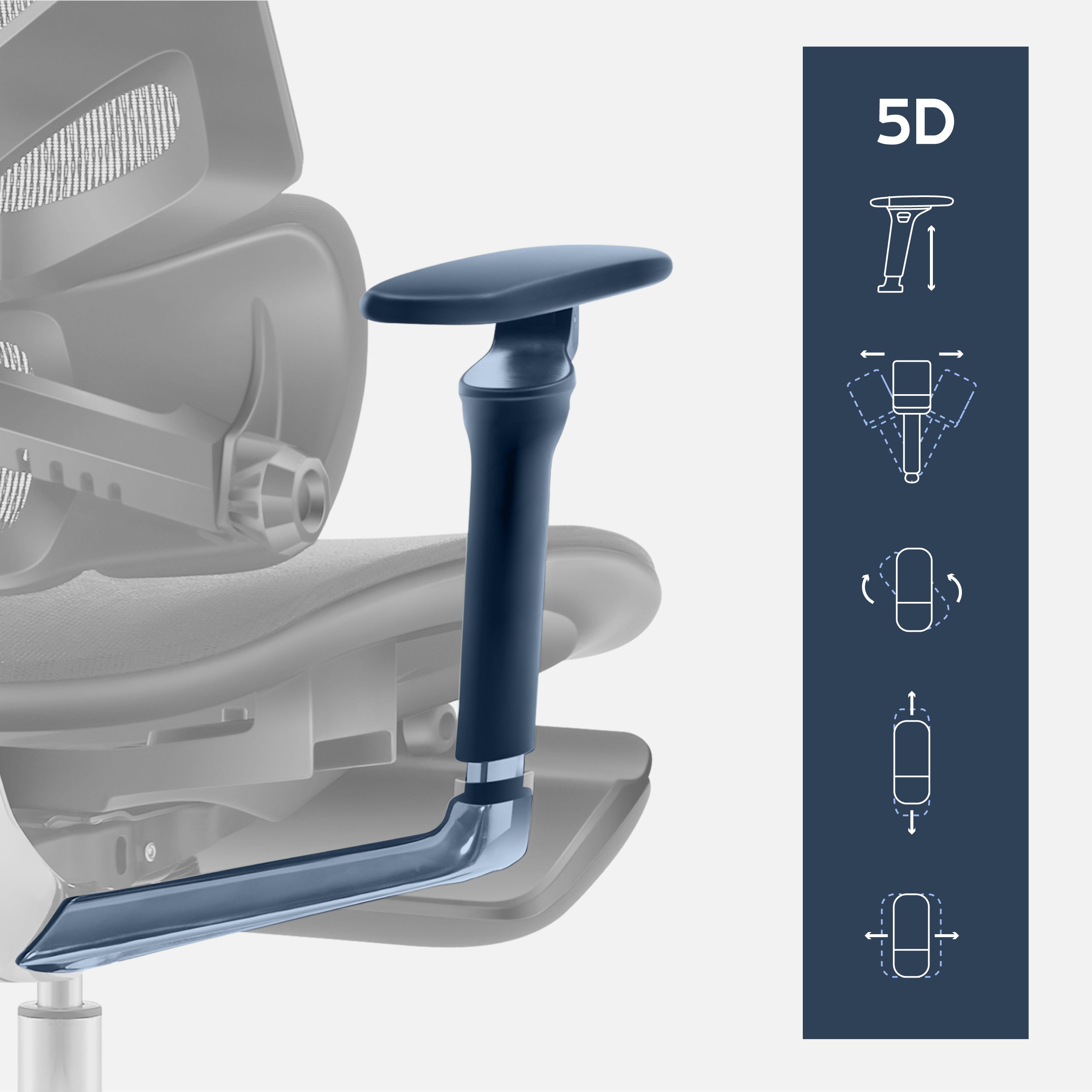5D-Armlehnen mit 360-Grad-Verstellung