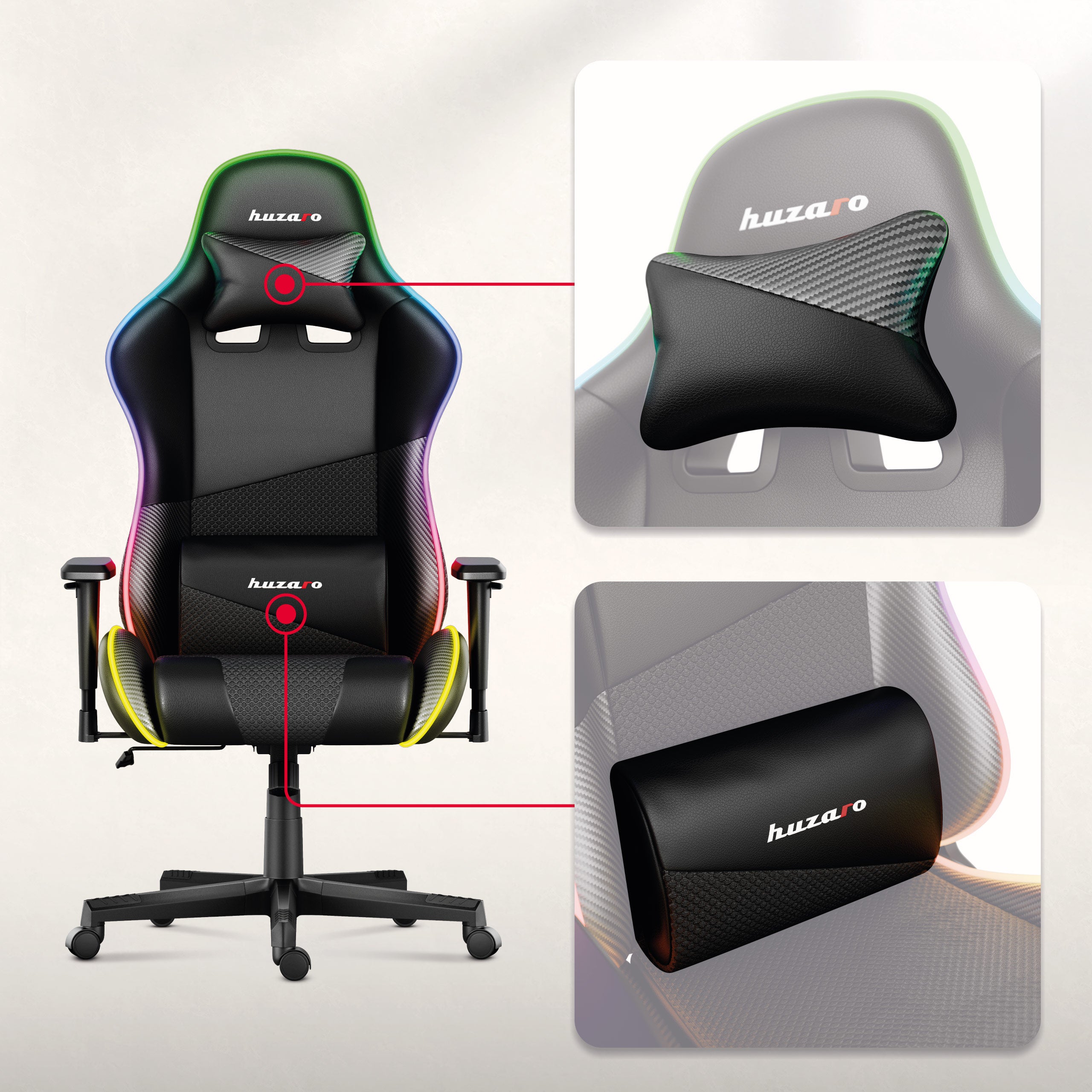 Herní křeslo HUZARO FORCE 6.2 RGB LED Black