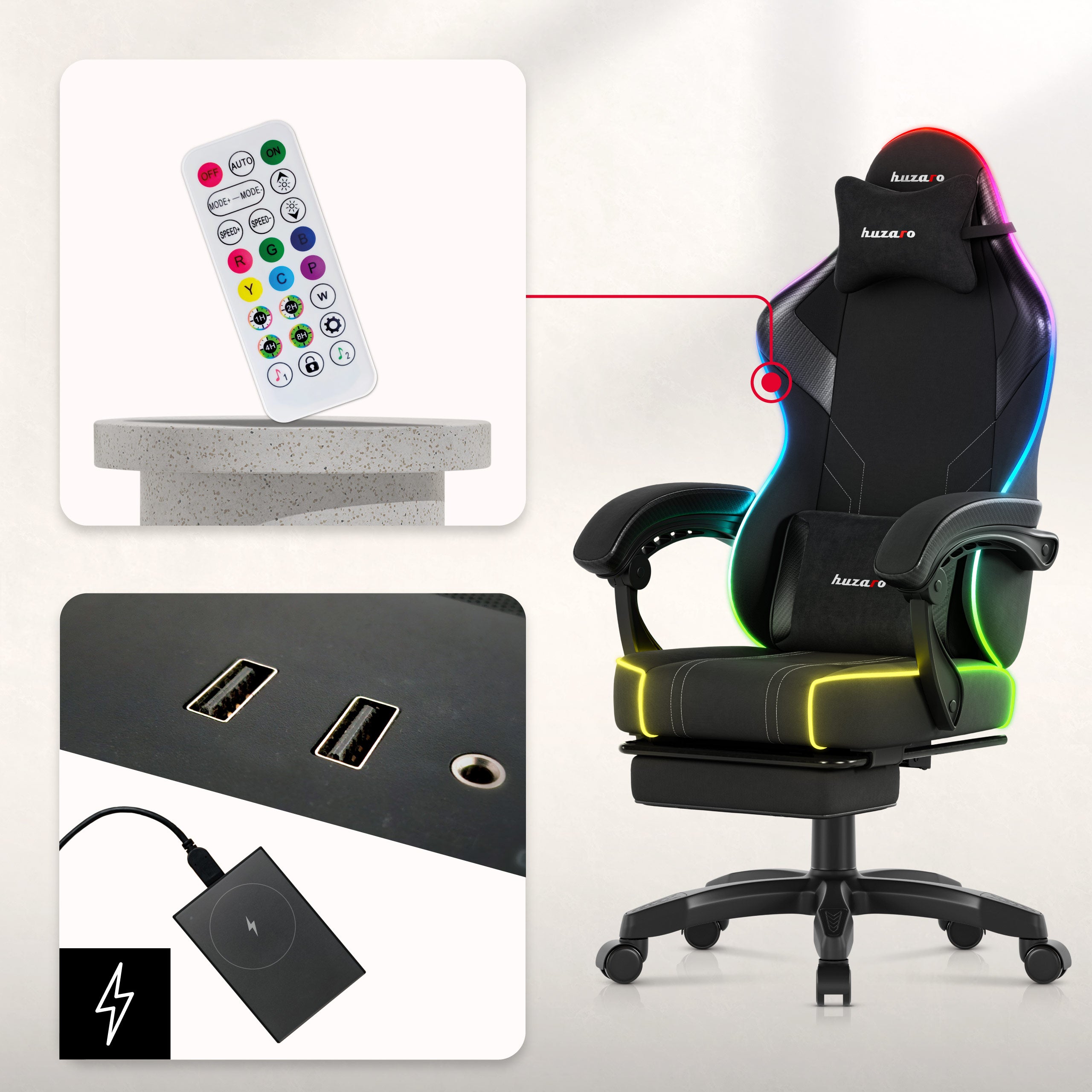 Herní křeslo Huzaro Force 3.7 RGB Black