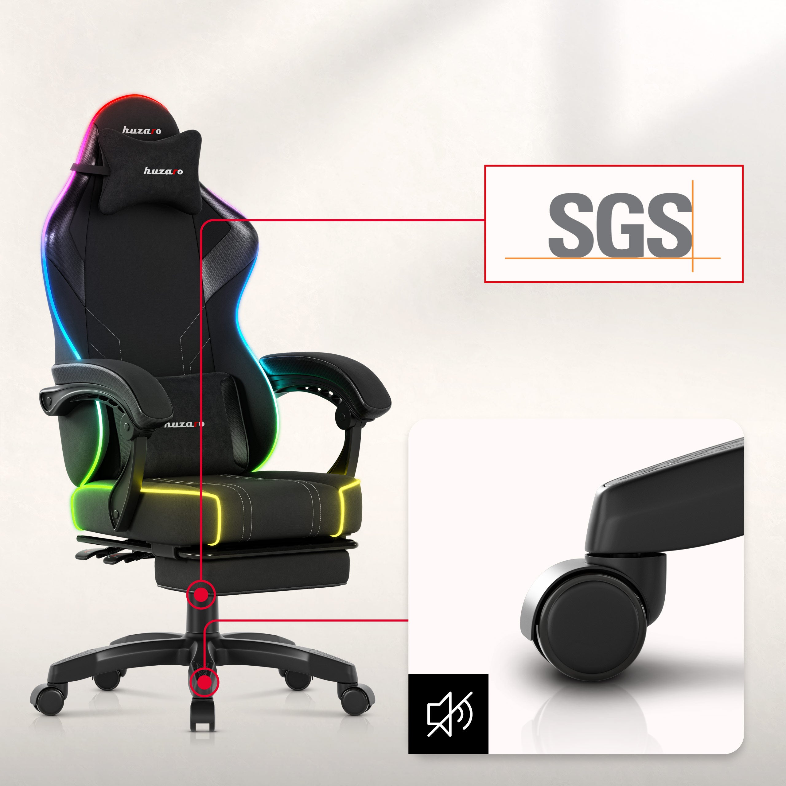 Herní křeslo Huzaro Force 3.7 RGB Black