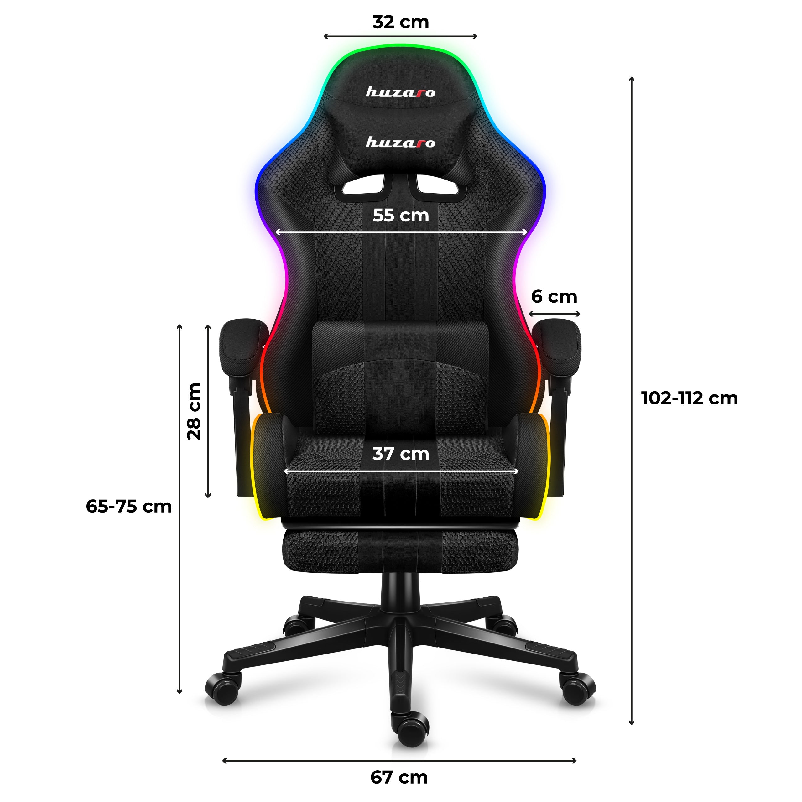 Herní křeslo HUZARO Force 4.7 RGB Black Mesh