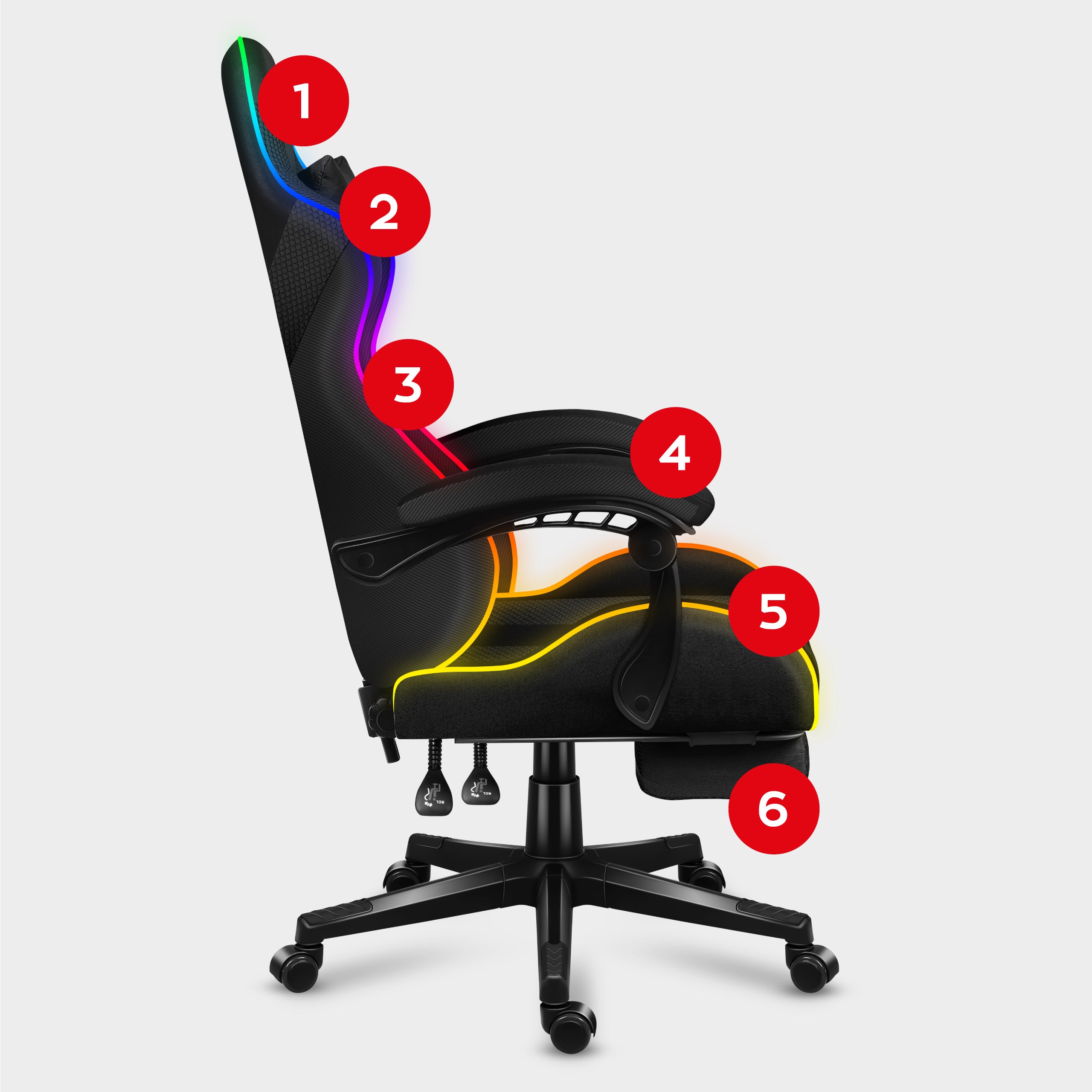 Herní křeslo HUZARO Force 4.7 RGB Black Mesh