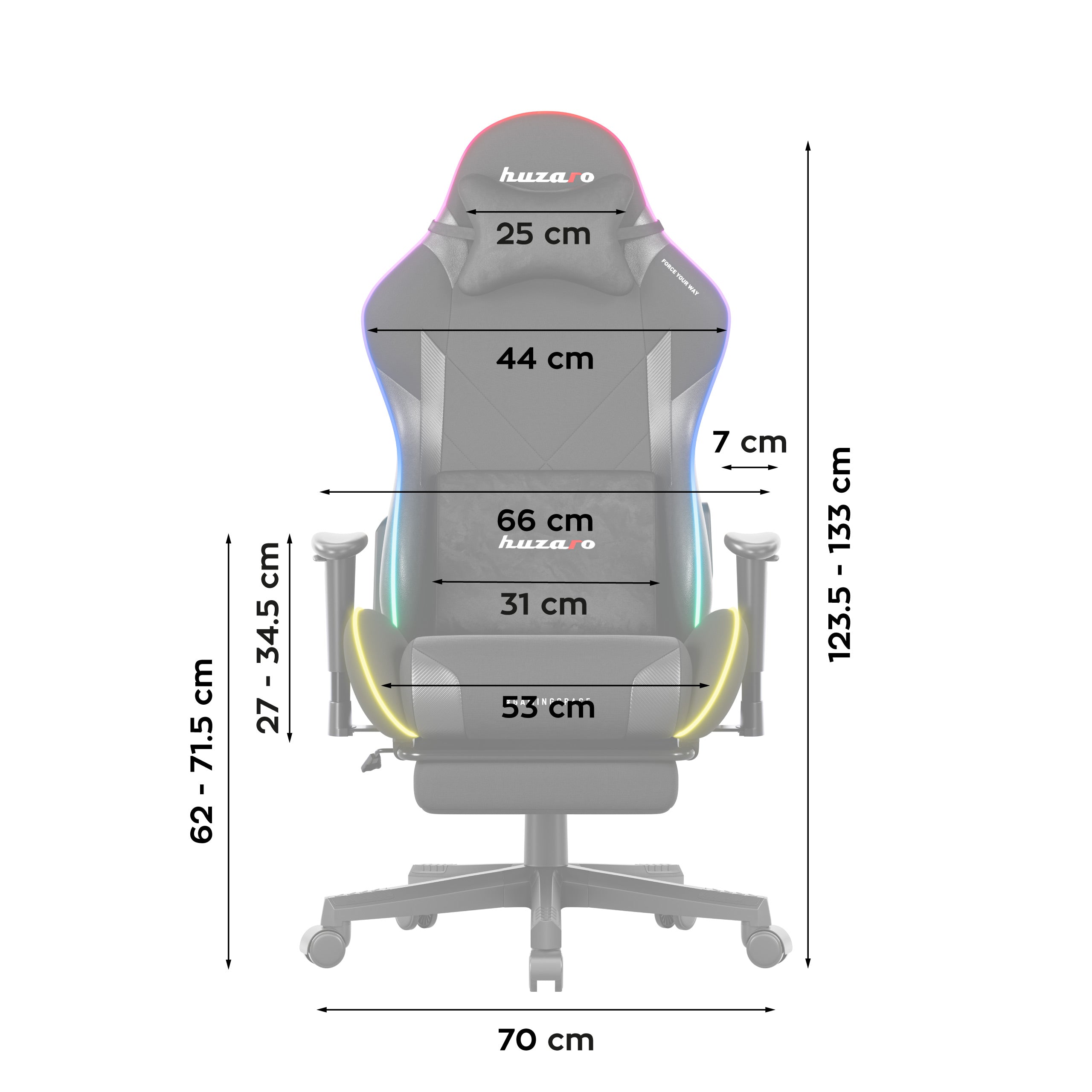 Herní křeslo LED Huzaro Force 5.7 Black RGB