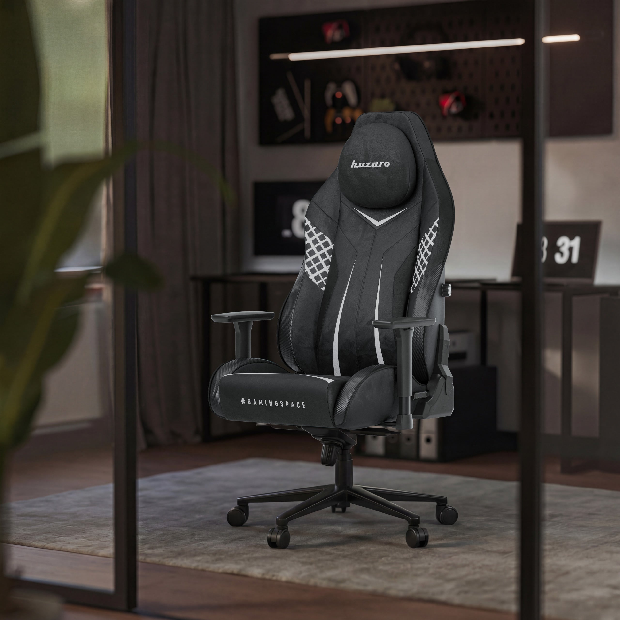 Herní křeslo semišové Huzaro Force 8.3 Carbon Black