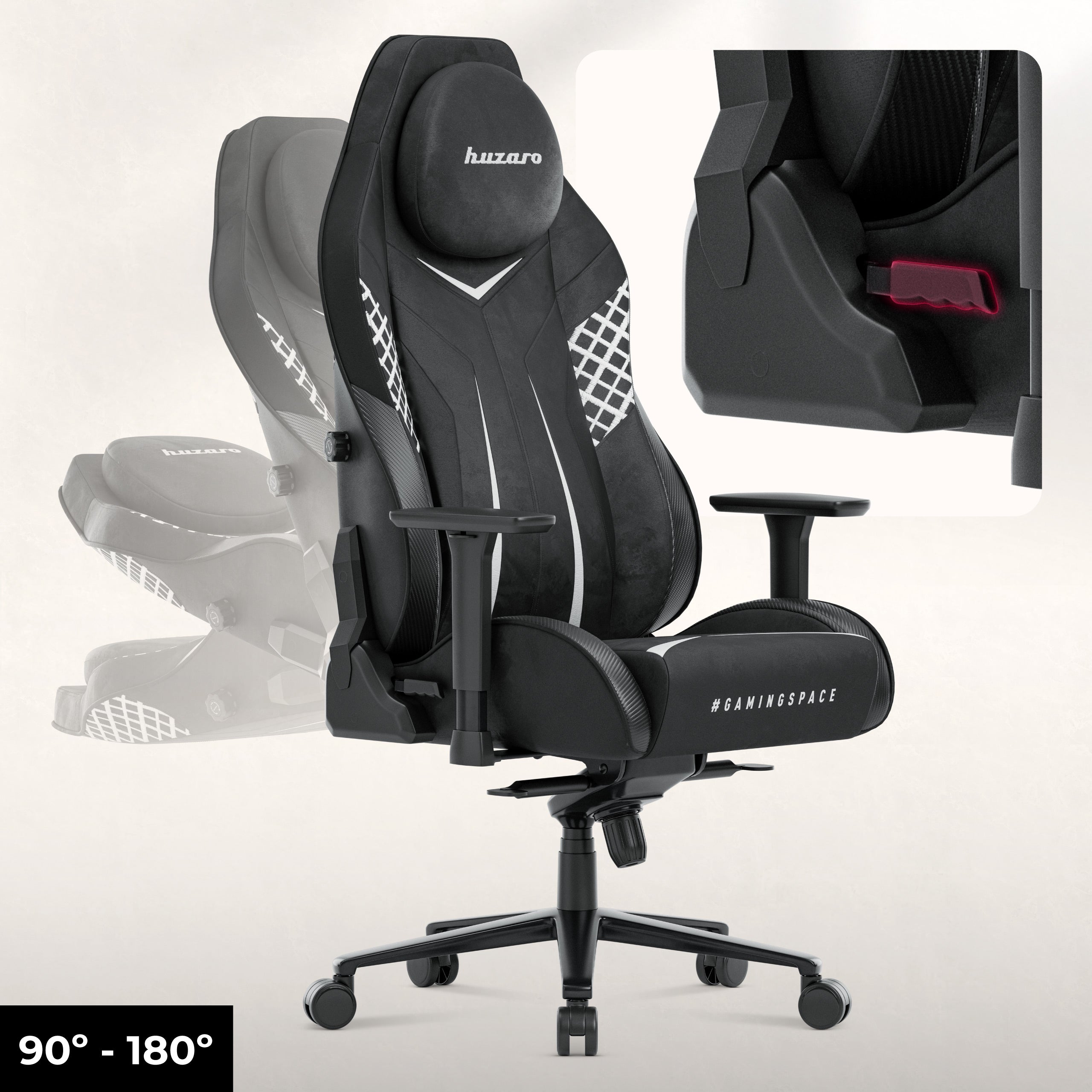 Herní křeslo semišové Huzaro Force 8.3 Carbon Black