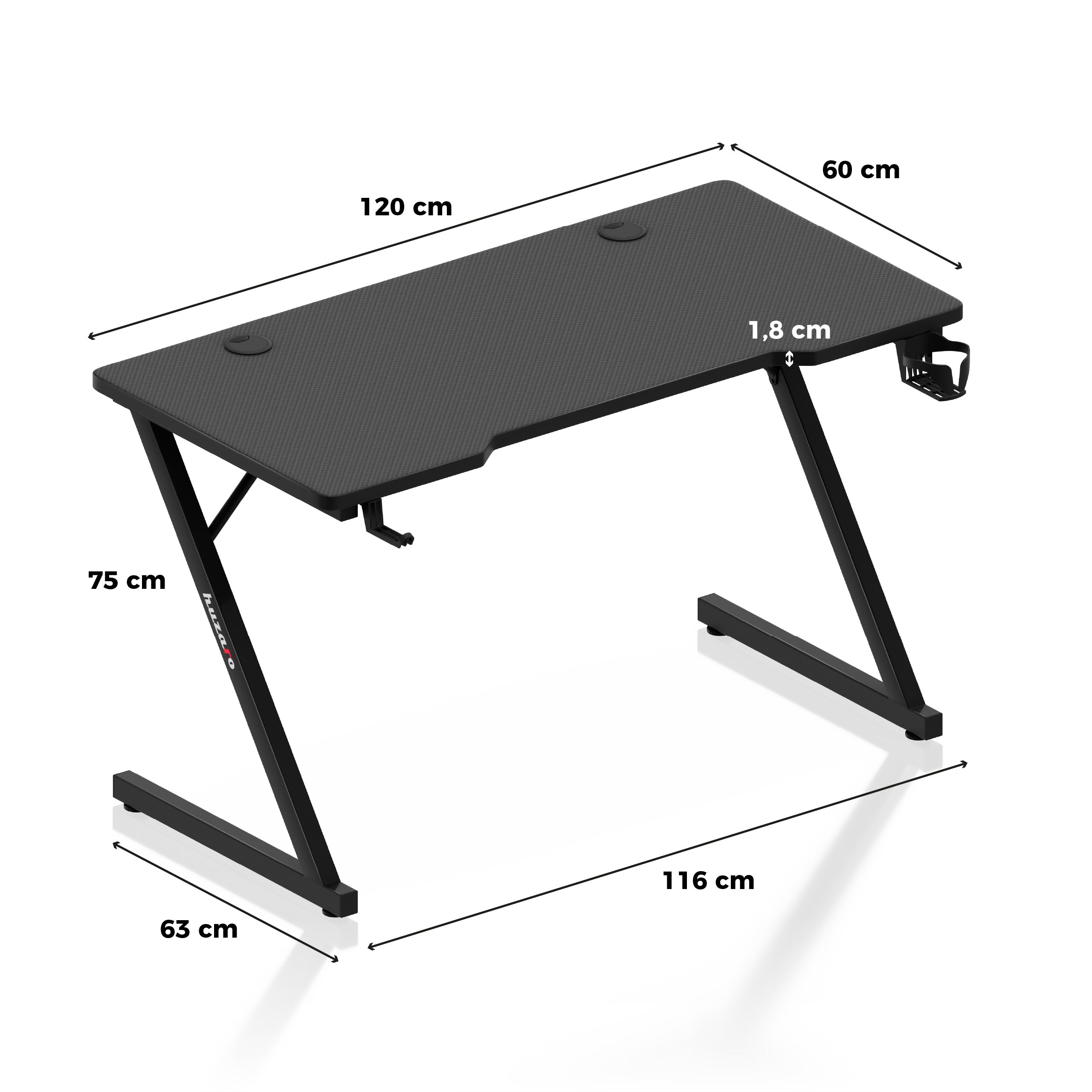 Herní stůl Huzaro Hero 2.5 Black 120 cm