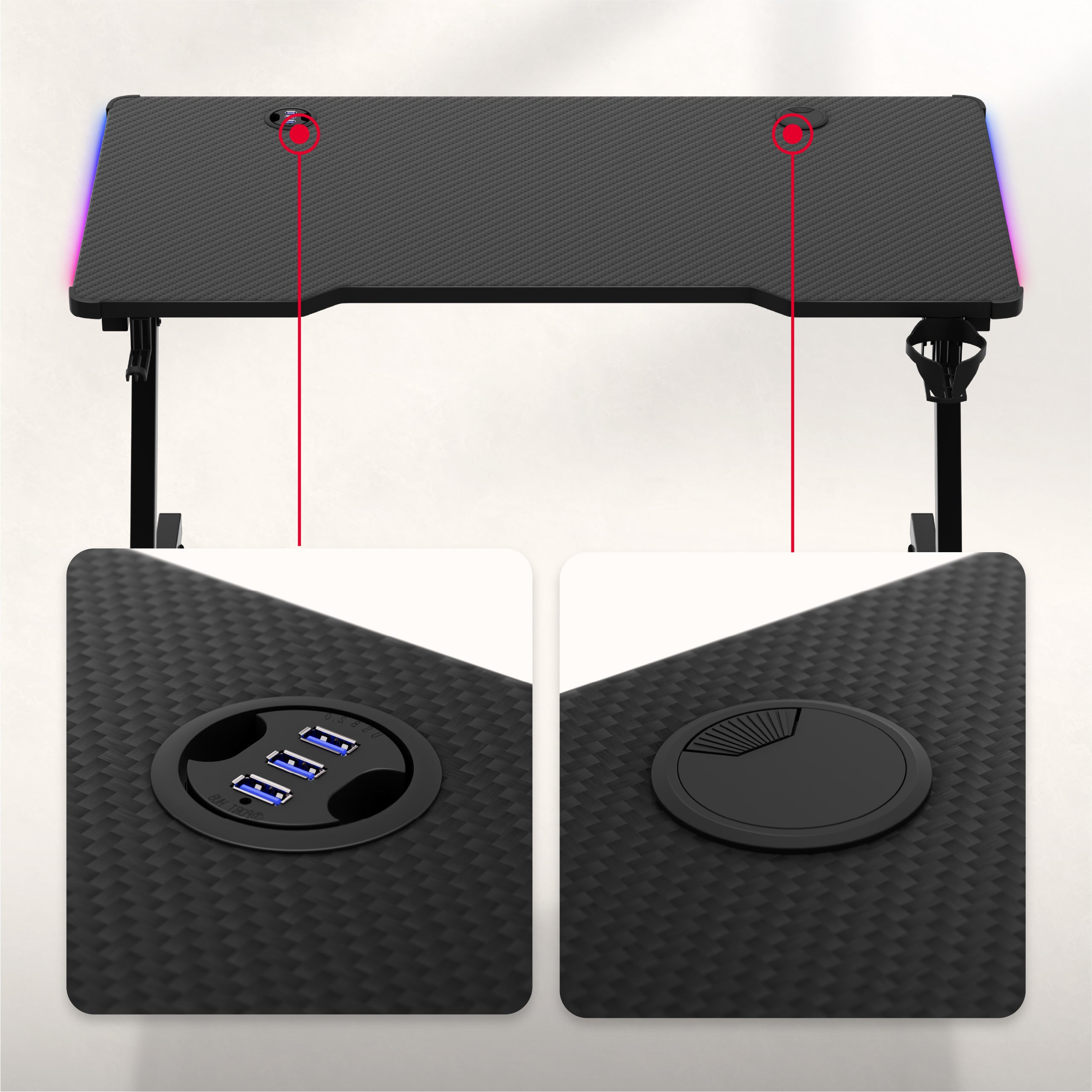 Herní stůl Huzaro Hero 2.5 RGB LED Black 120 cm
