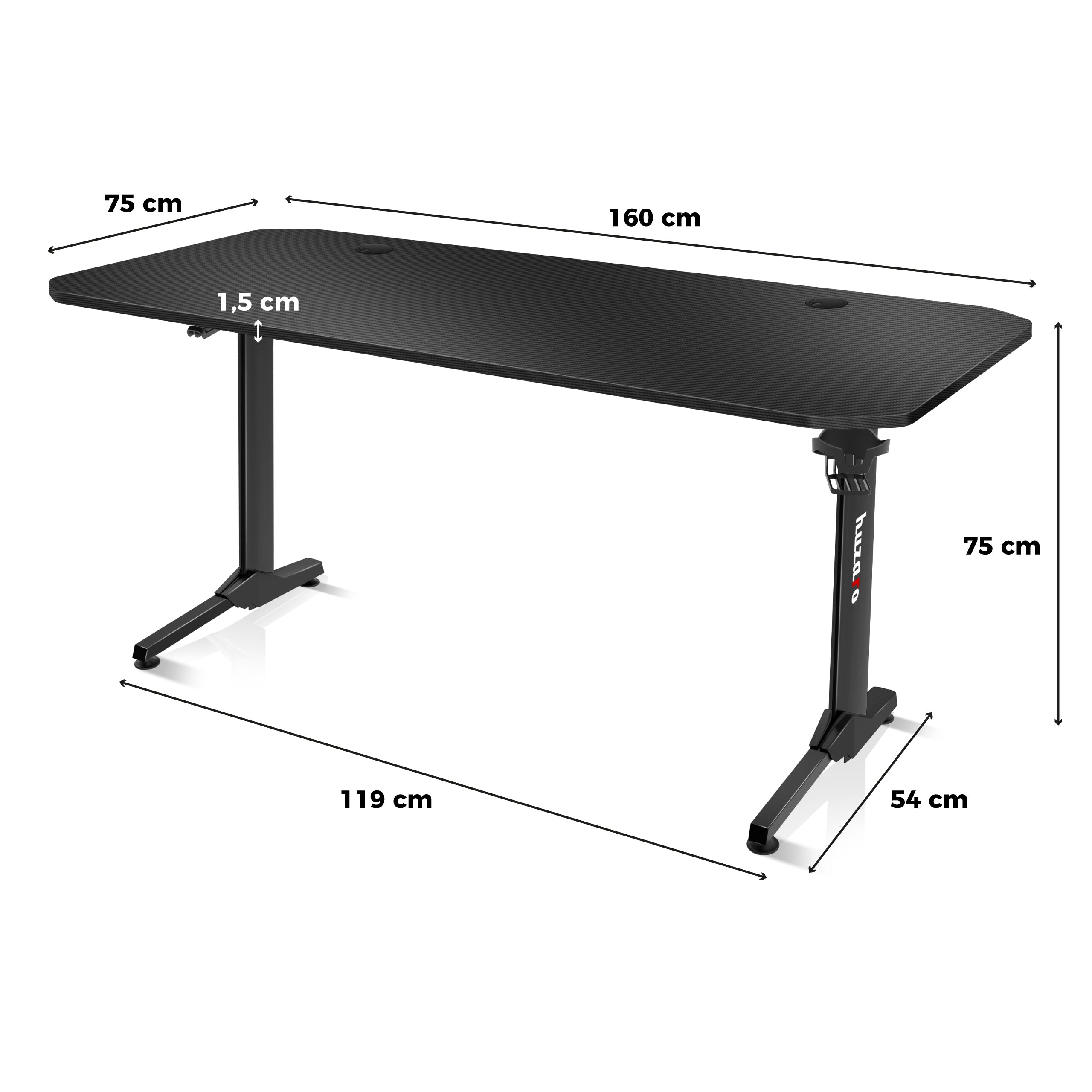 Herní stůl Huzaro Hero 4.7 Black 160 cm