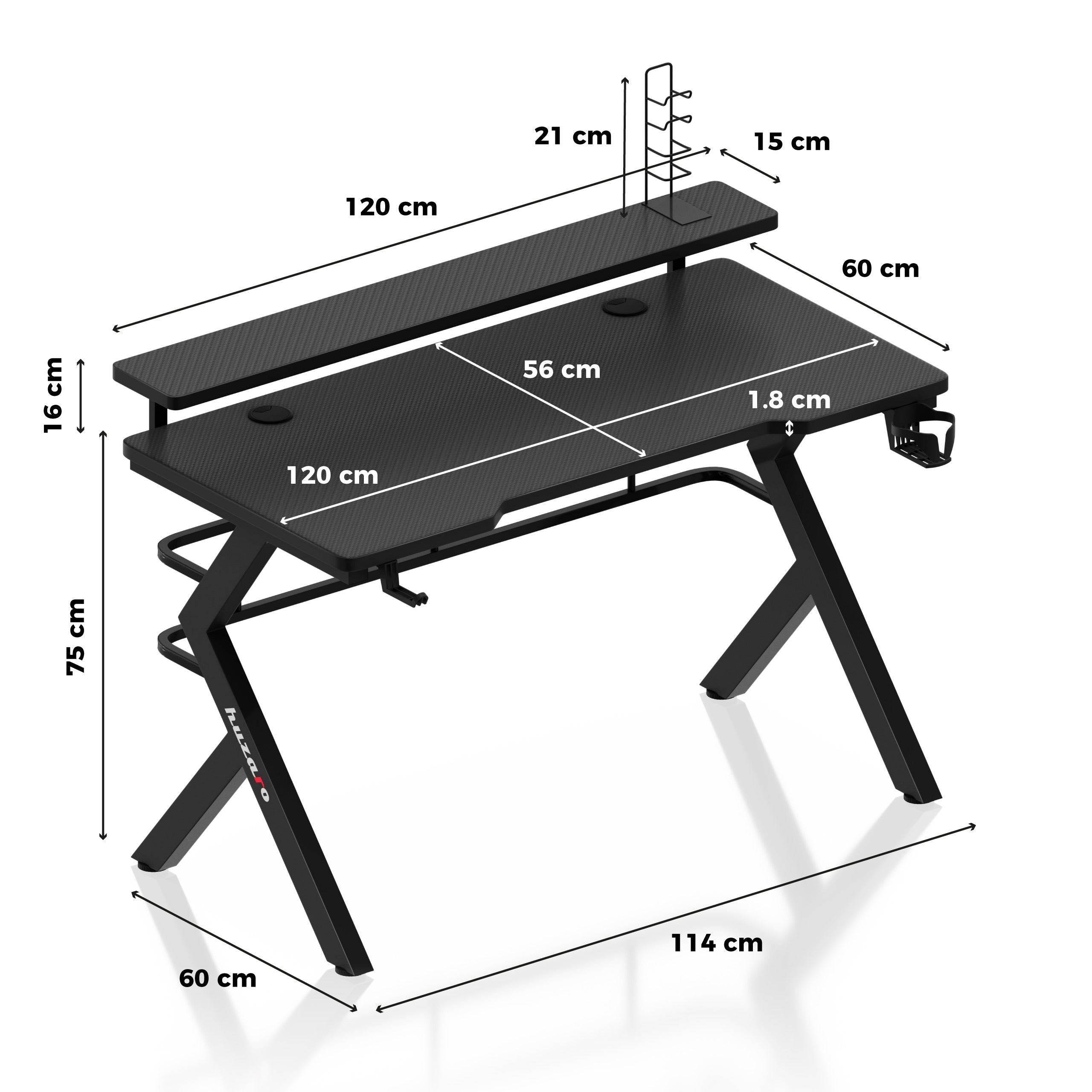 Herní stůl Huzaro Hero 5.0 Black 120 cm