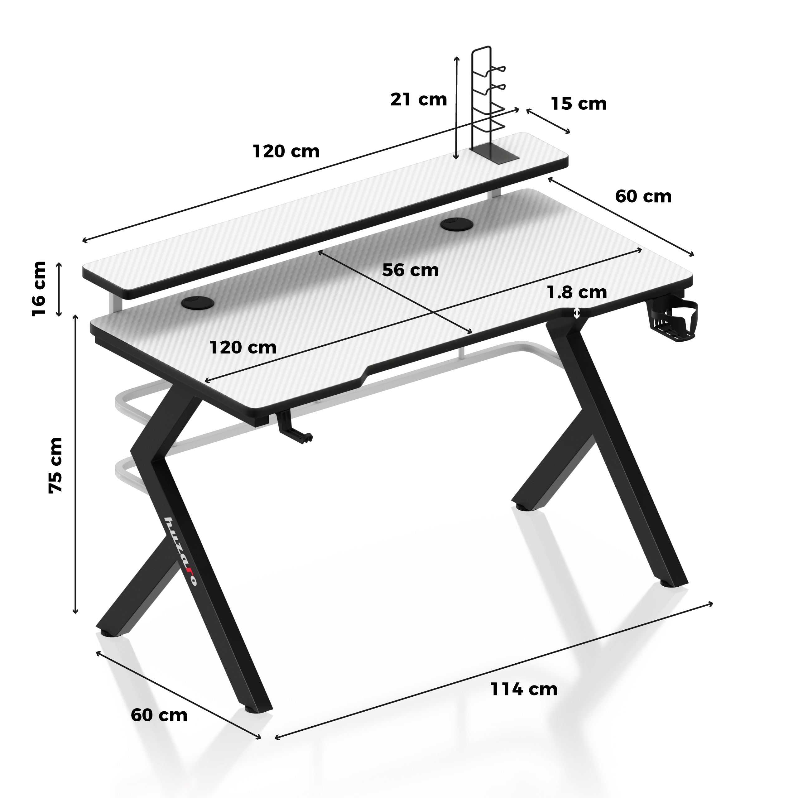 Herní stůl Huzaro Hero 5.0 White 120 cm
