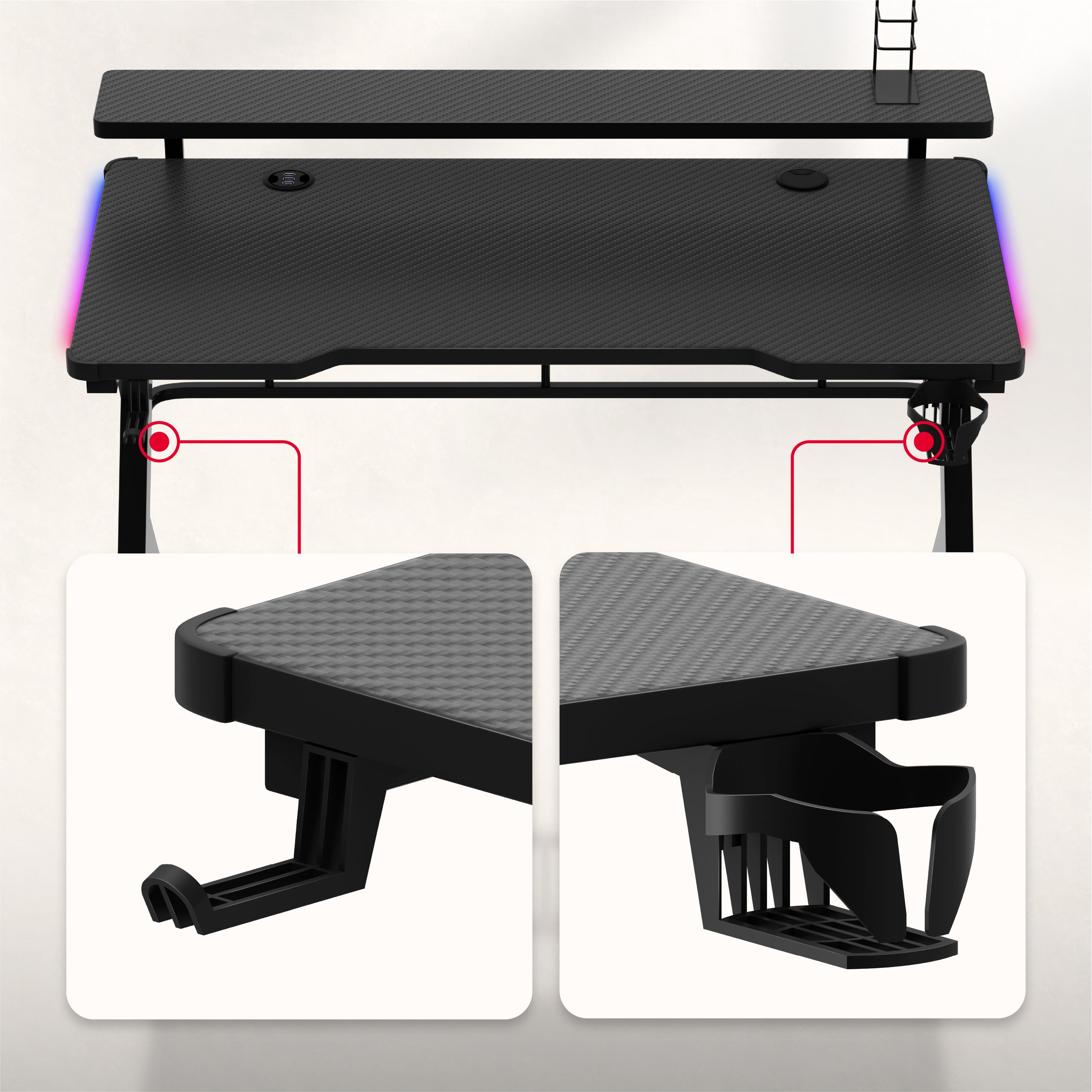Herní stůl Huzaro Hero 5.0 RGB LED Black 120 cm
