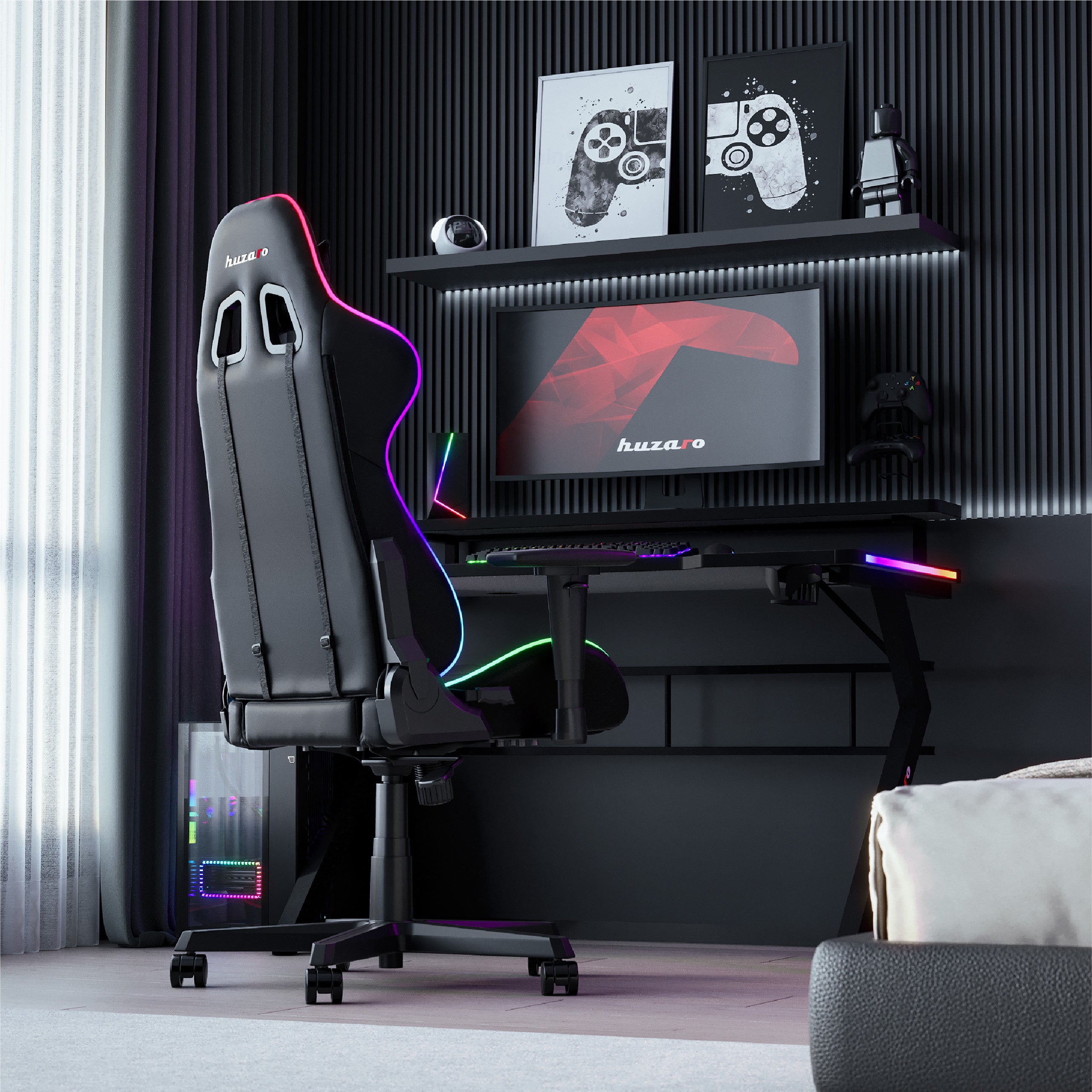 Herní stůl Huzaro Hero 5.0 RGB LED Black 120 cm