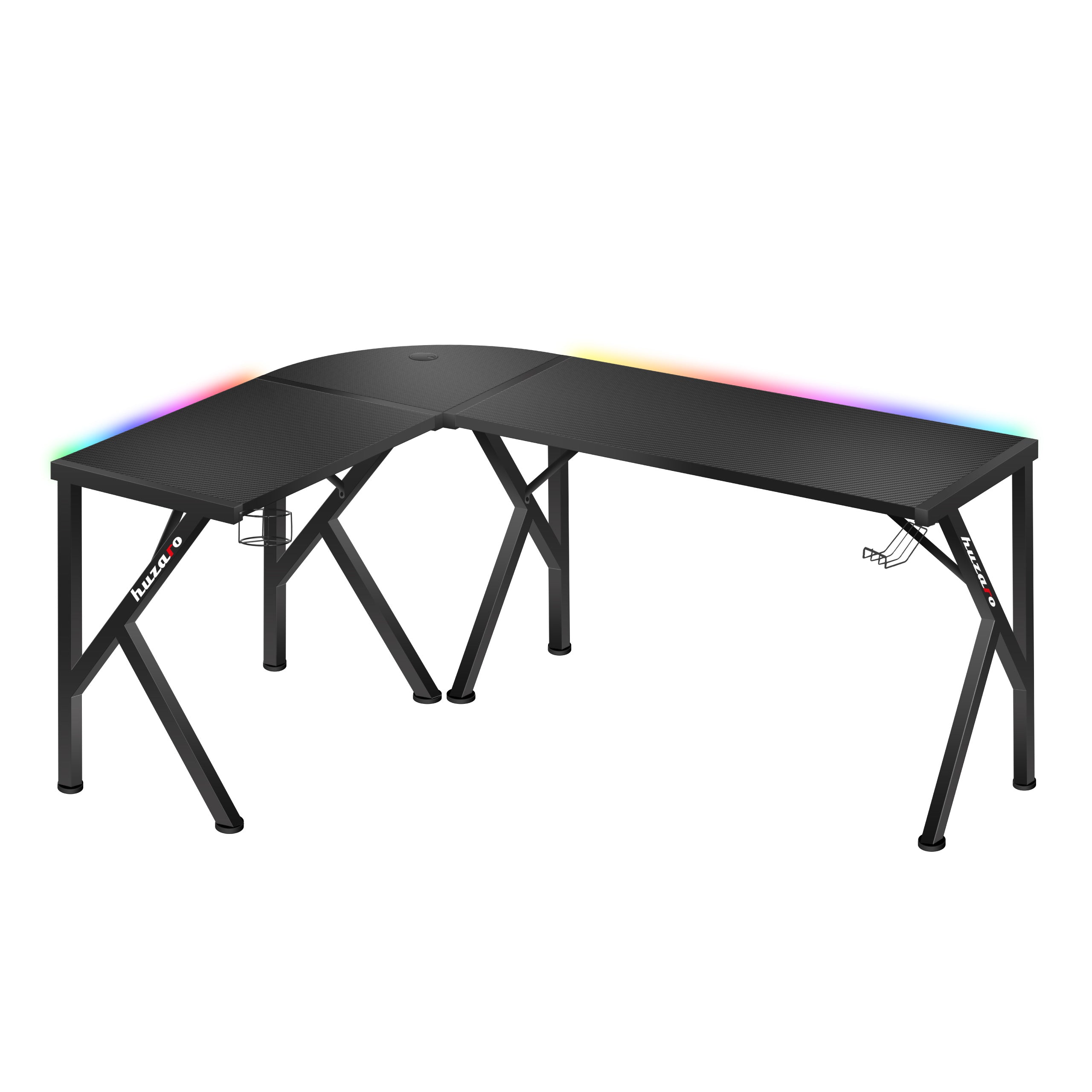 Herní rohový stůl Huzaro Hero 6.3 RGB Black 154 cm