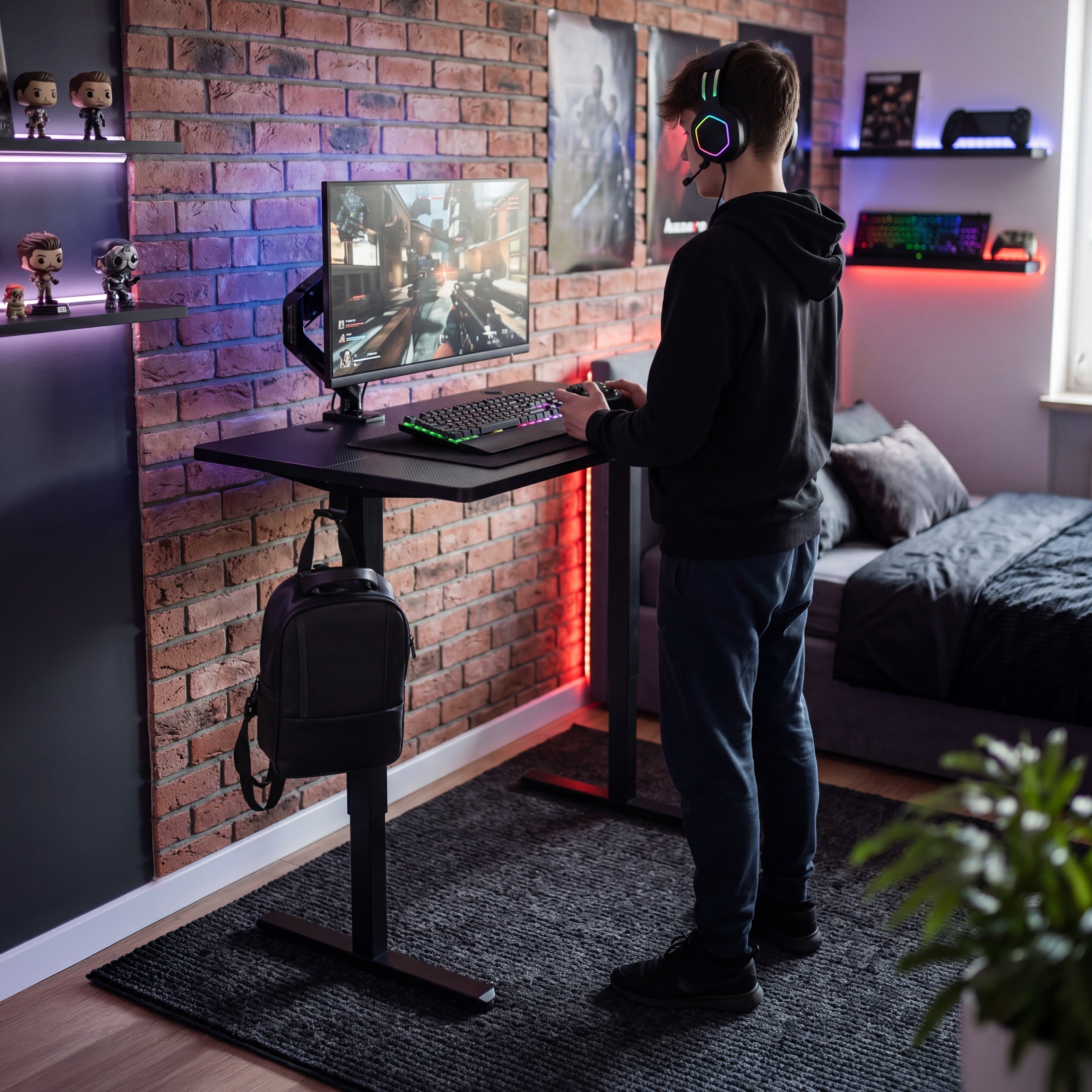 Elektrický polohovatelný stůl na kolečkách Huzaro Hero 7.8 Black