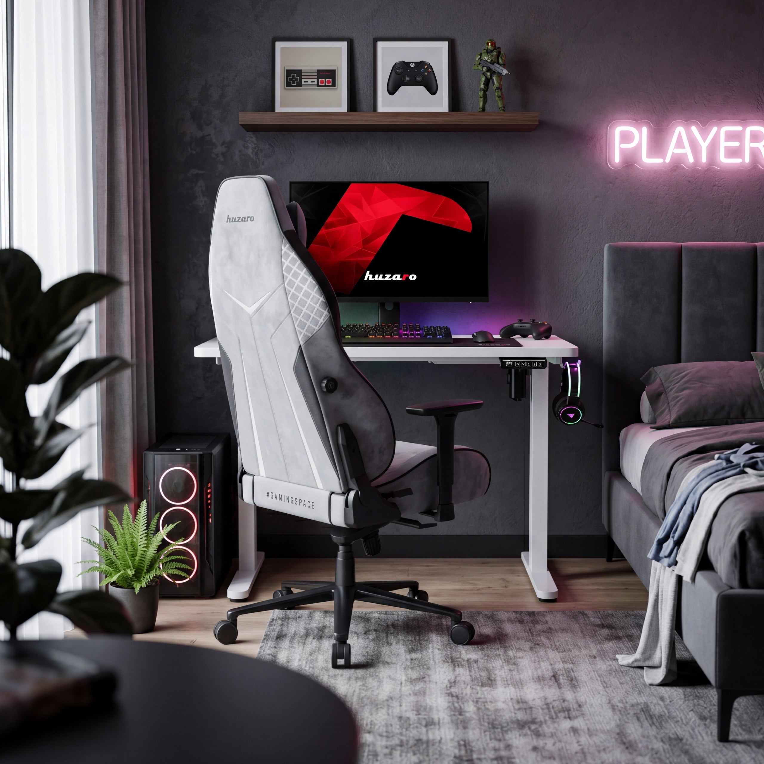 Elektrický polohovatelný stůl na kolečkách Huzaro Hero 7.8 White