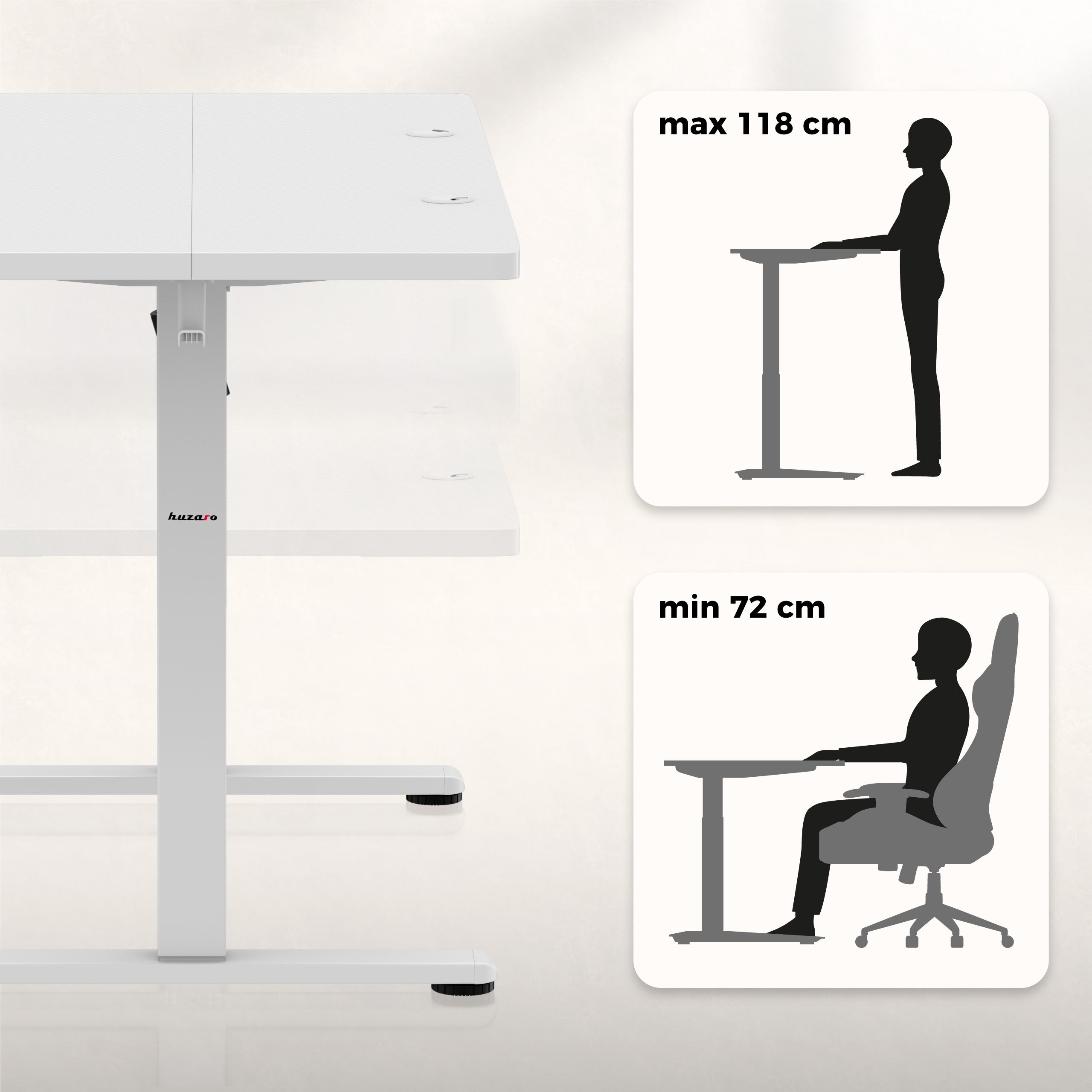 Elektrické nastavení výšky stolové desky: 72 - 118 cm