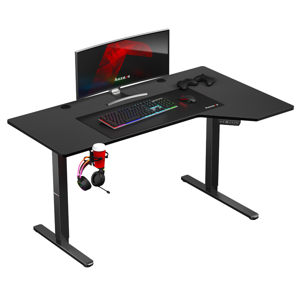 Elektrický rohový stůl Huzaro Hero 9.1 Black 145 cm