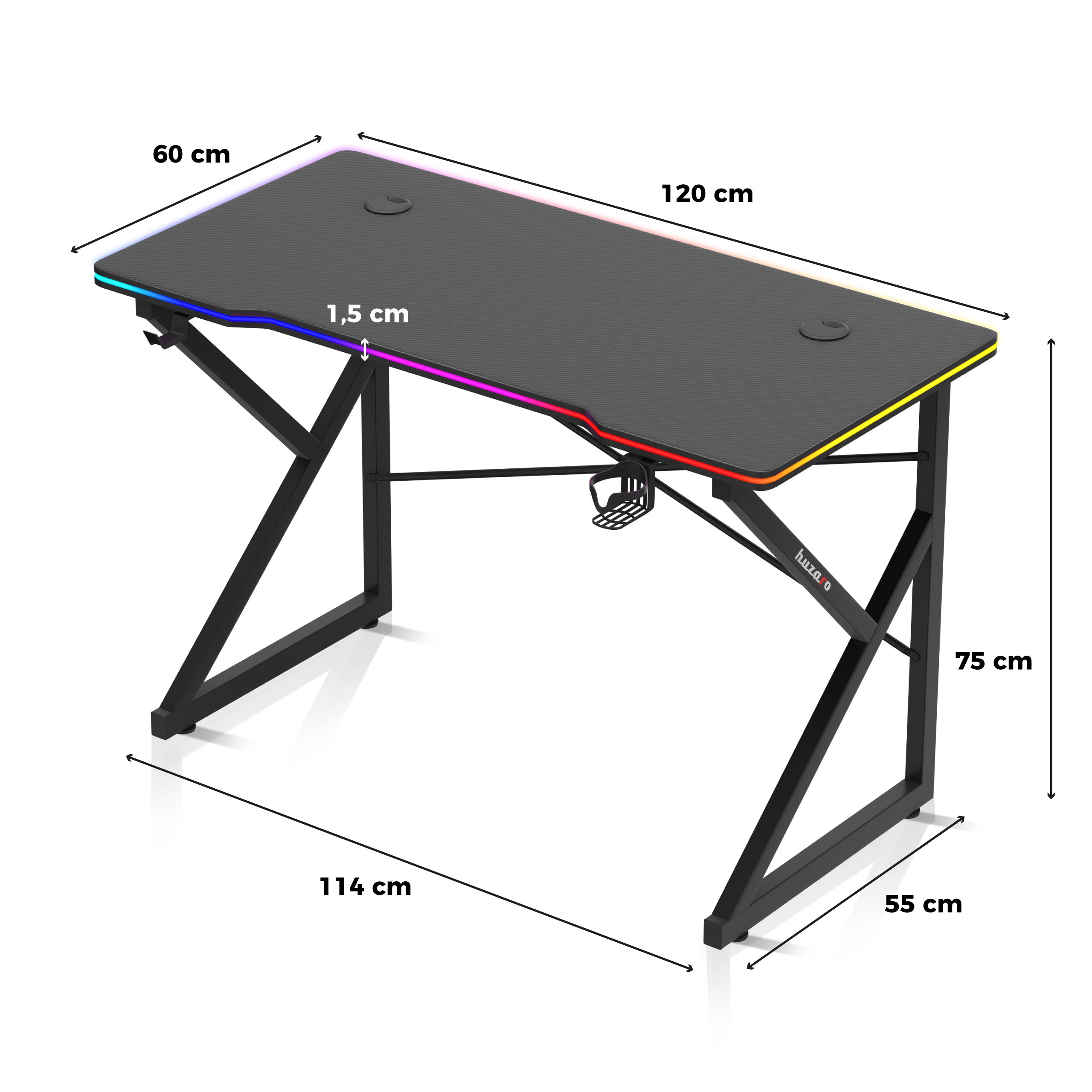 Herní stůl Hero 1.7 RGB Black 120 cm