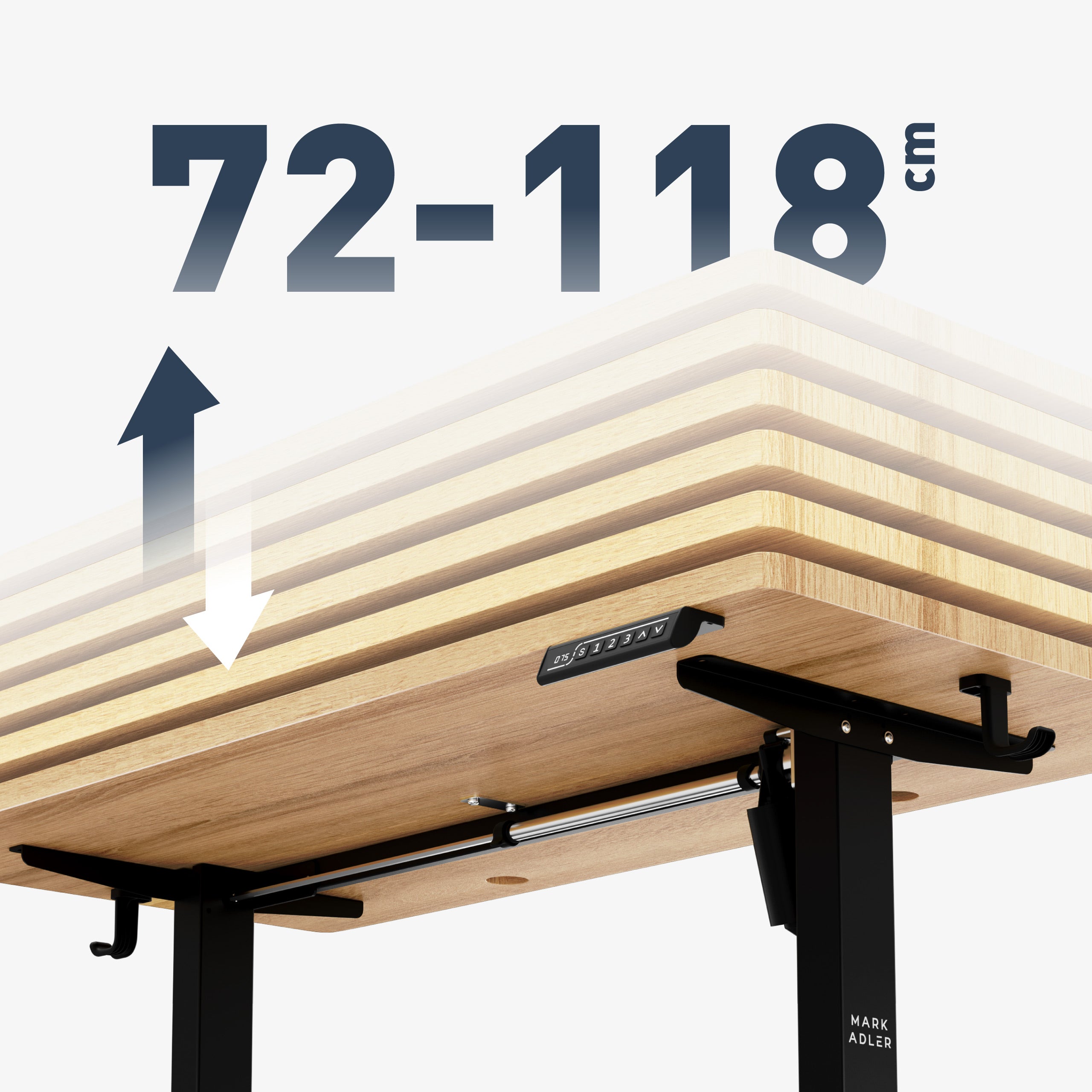 Široký rozsah nastavení výšky: 72 - 118 cm