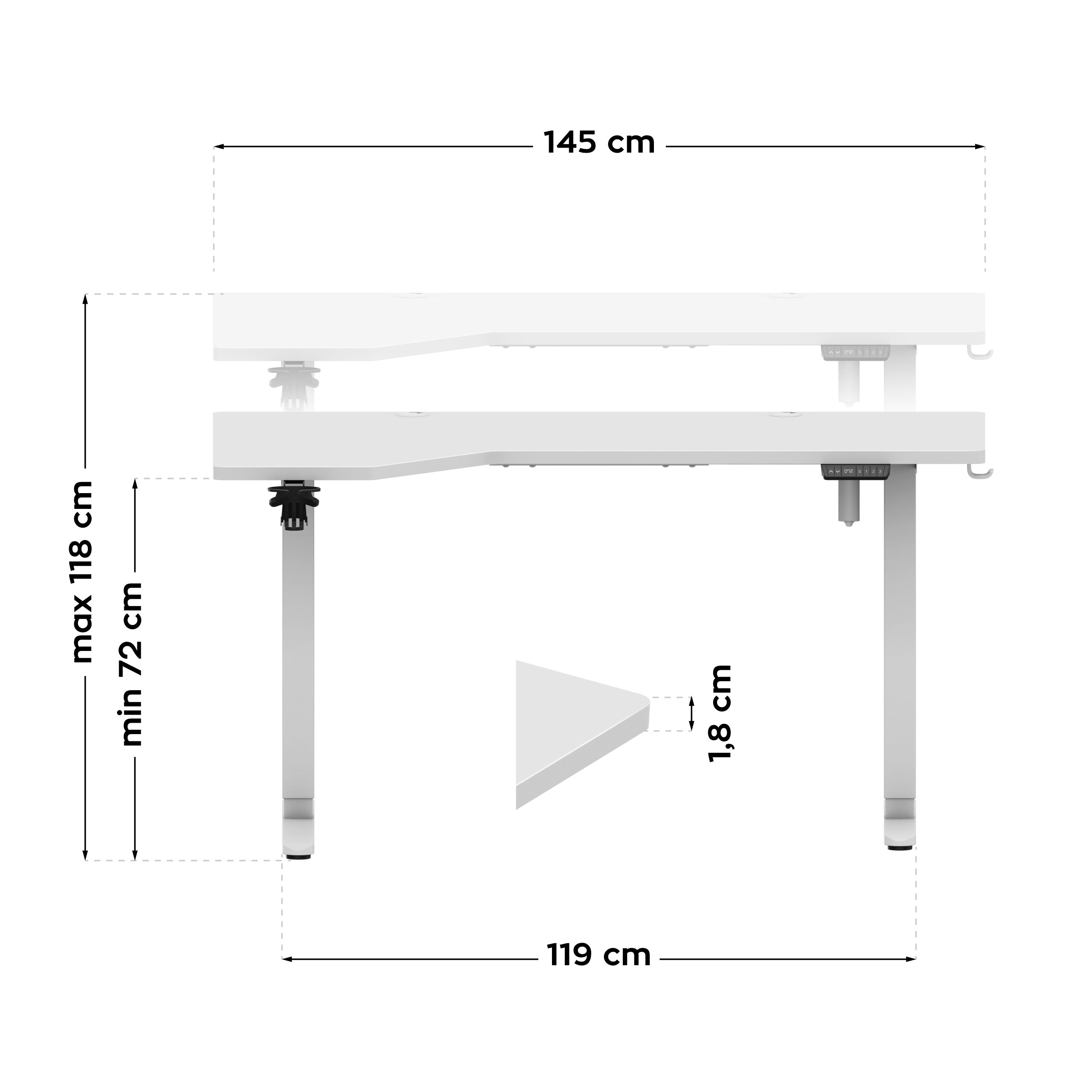Elektrický stůl Mark Adler Leader 9.1 bílý 145 cm