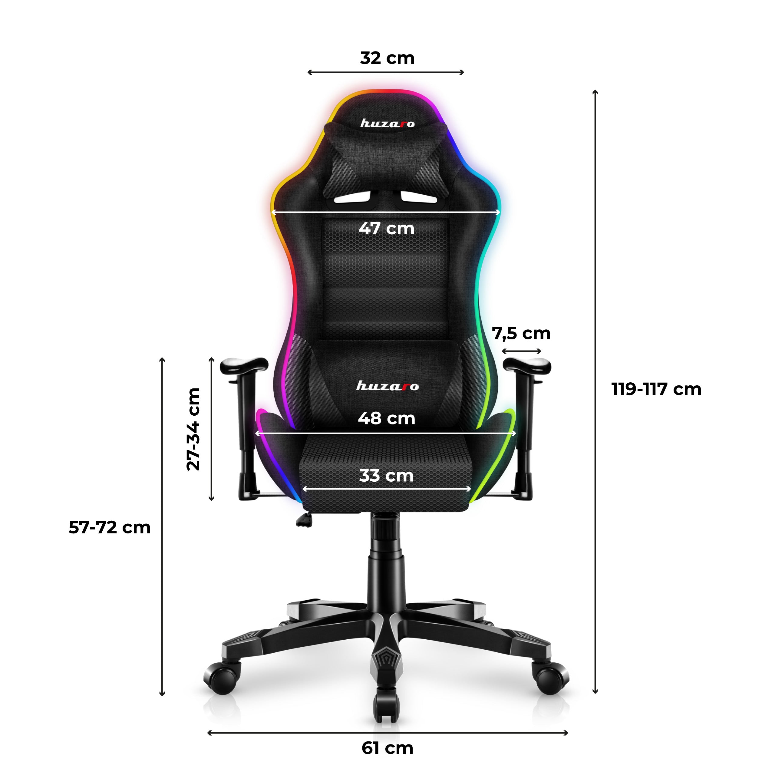 Herní křeslo pro děti HUZARO RANGER 6.0 RGB Black Mesh