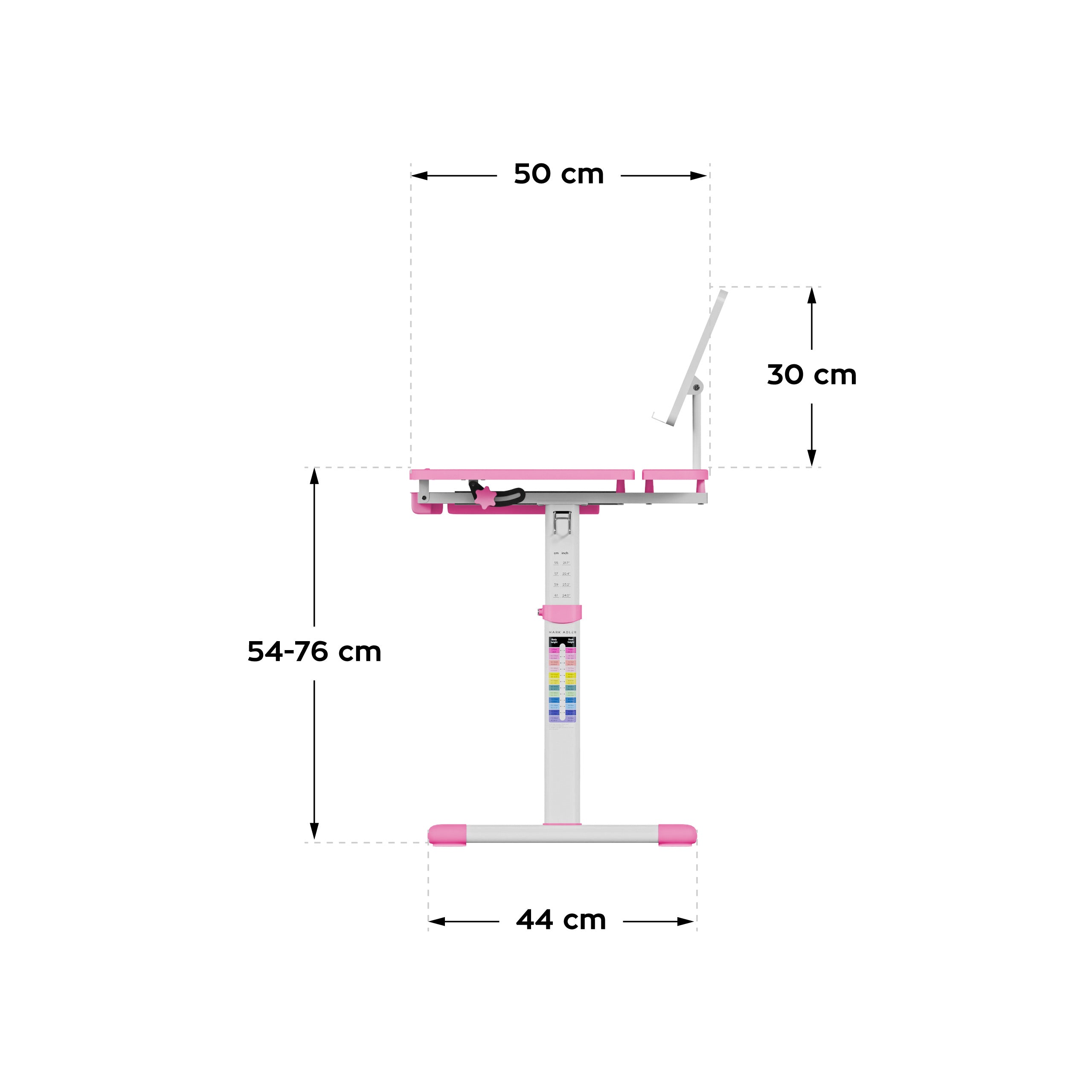 Ergonomický dětský stůl Mark Adler Study 3.0 Pink 66 cm
