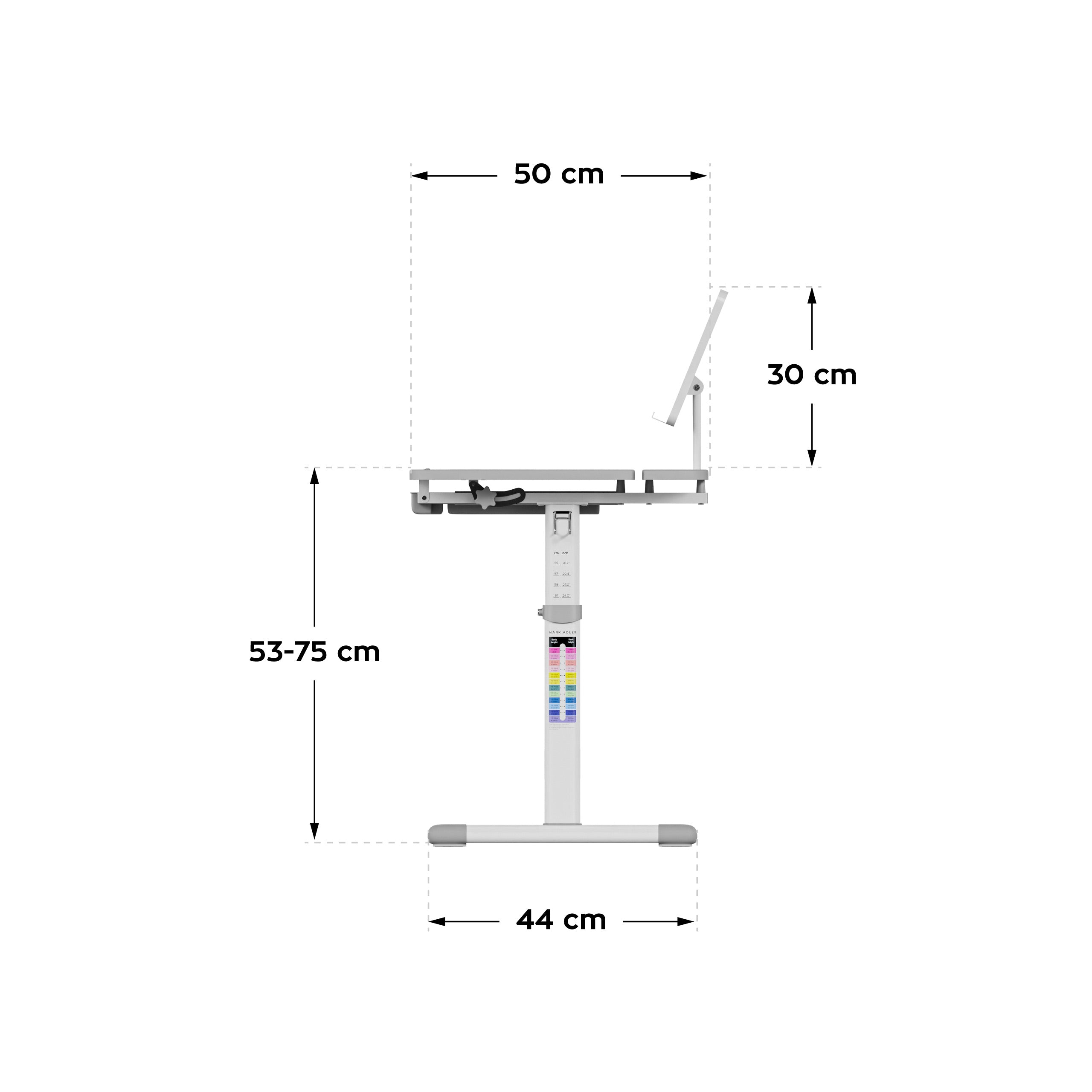 Ergonomický stůl pro děti Mark Adler Study 3.0 Grey 66 cm