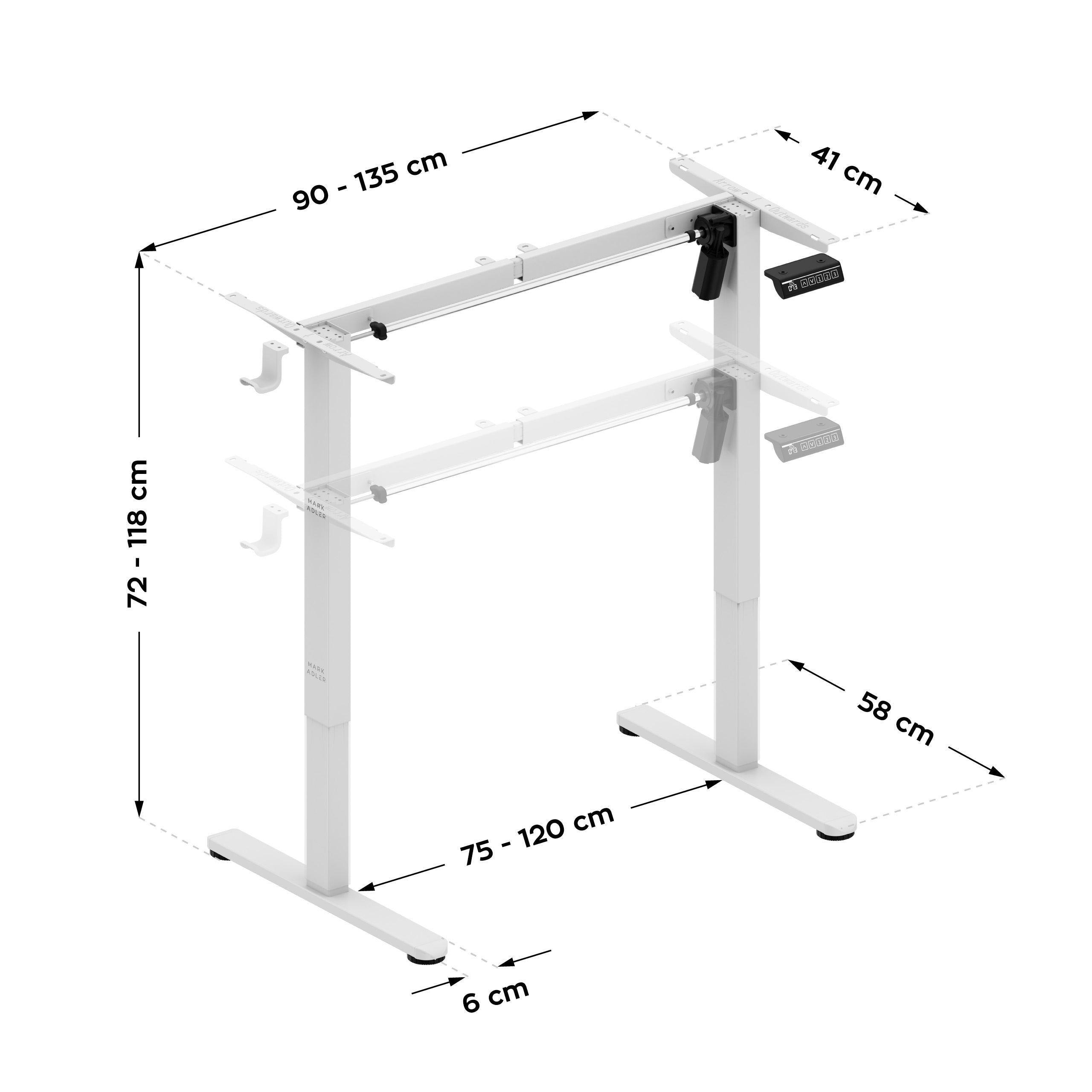 Elektrický rám stolu bílý Mark Adler Xeno 1.7 White